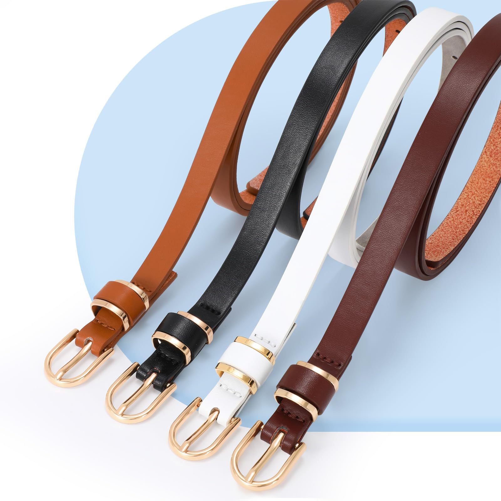 4-Pack Skinny Leather Belt