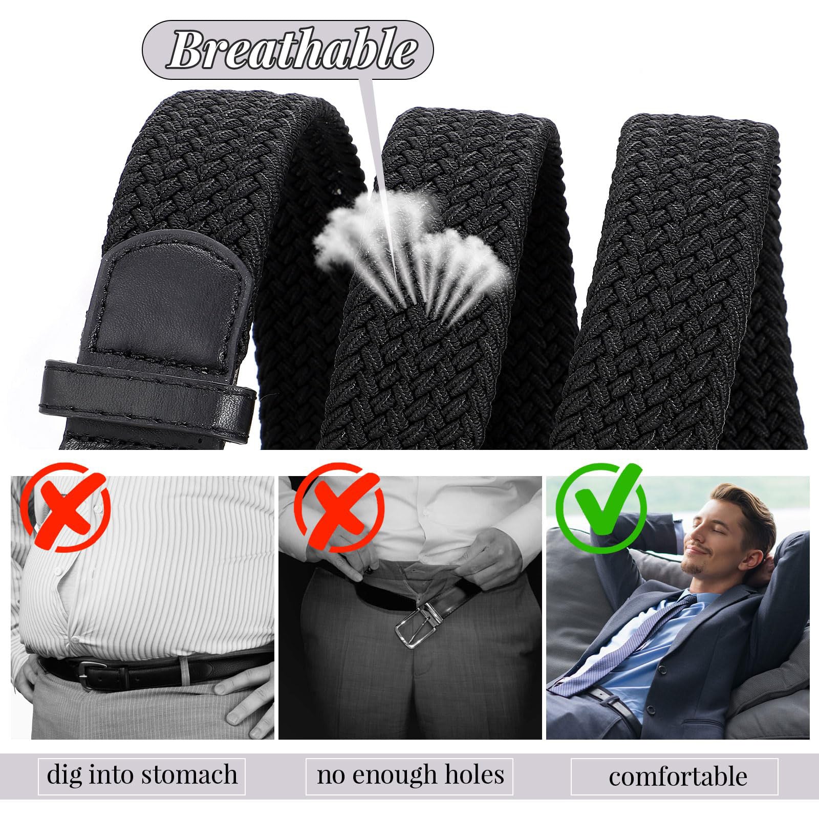 Women Men Woven Elastic Stretch Braided Waist Belt