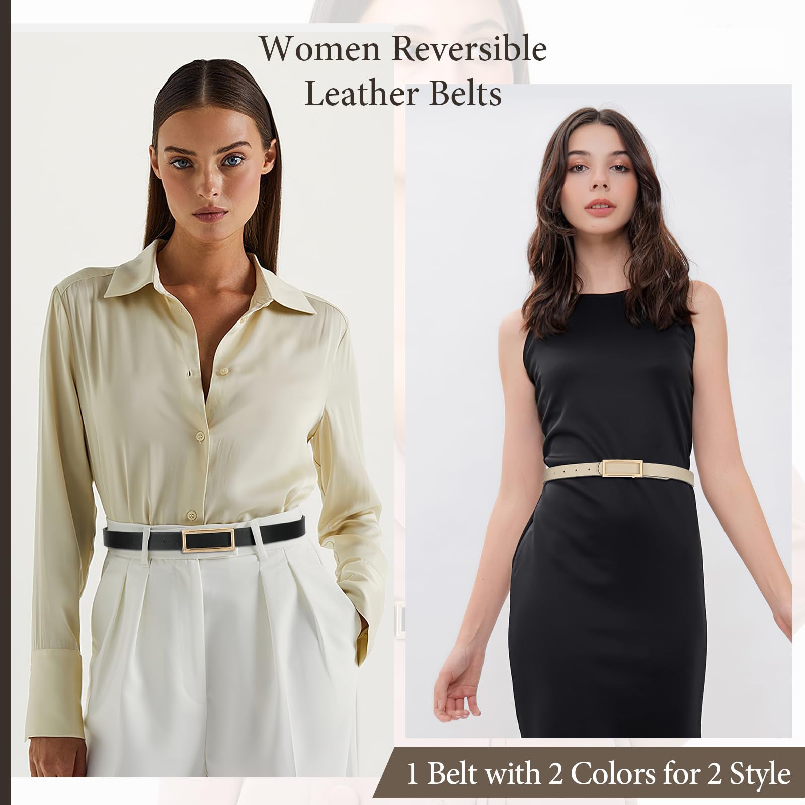 Reversible Waist Belt with Square Buckle