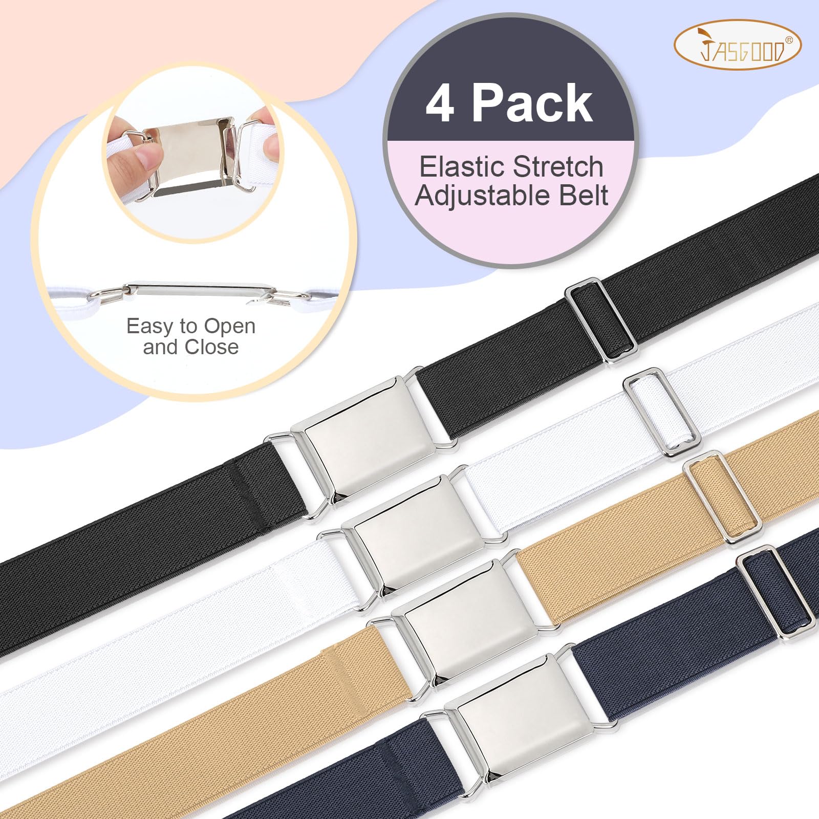 4-Pack Women Stretch Invisible Webbing Belt
