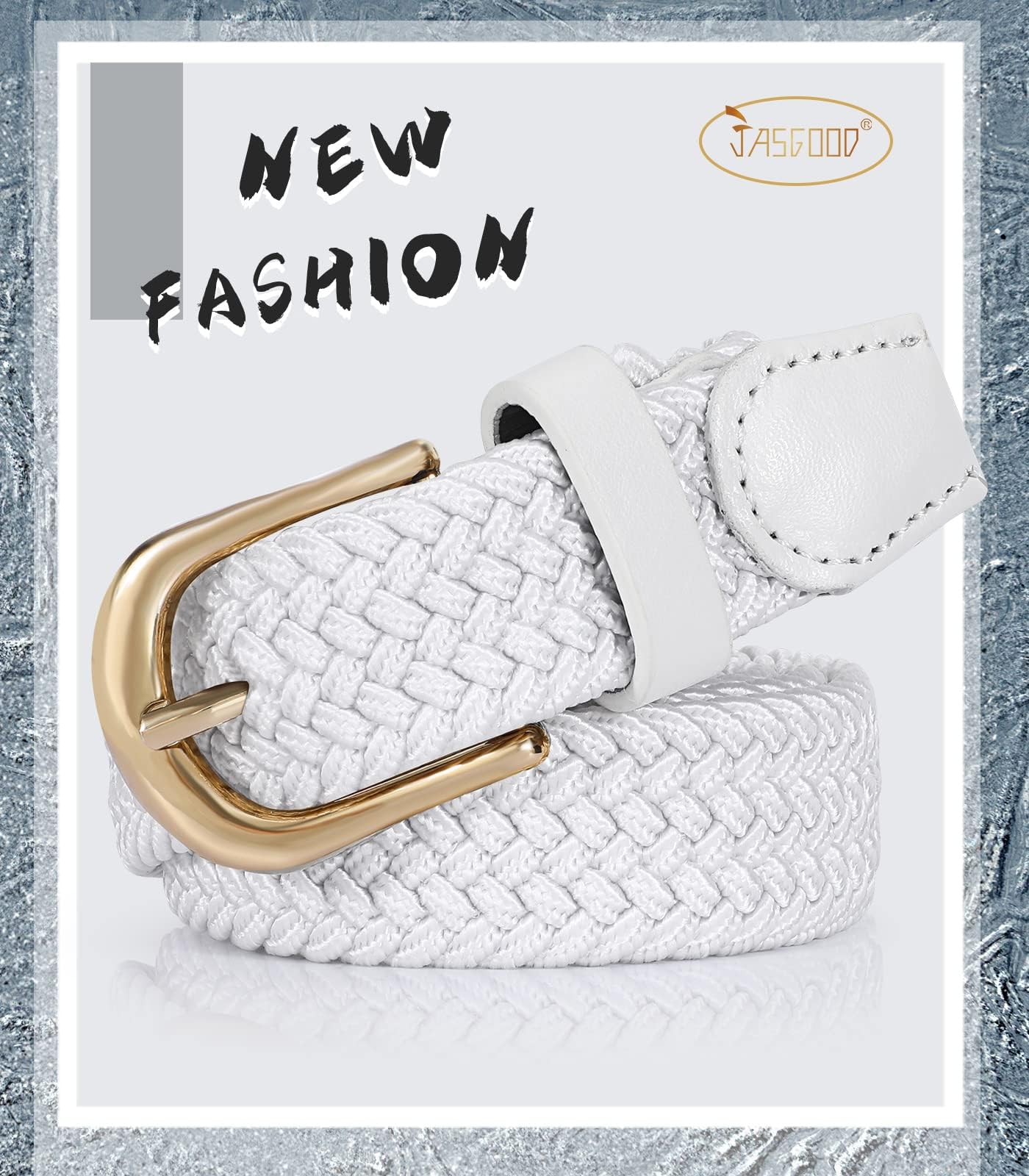 2-Pack Elastic Woven Stretch Fabric Braided Belts for Women