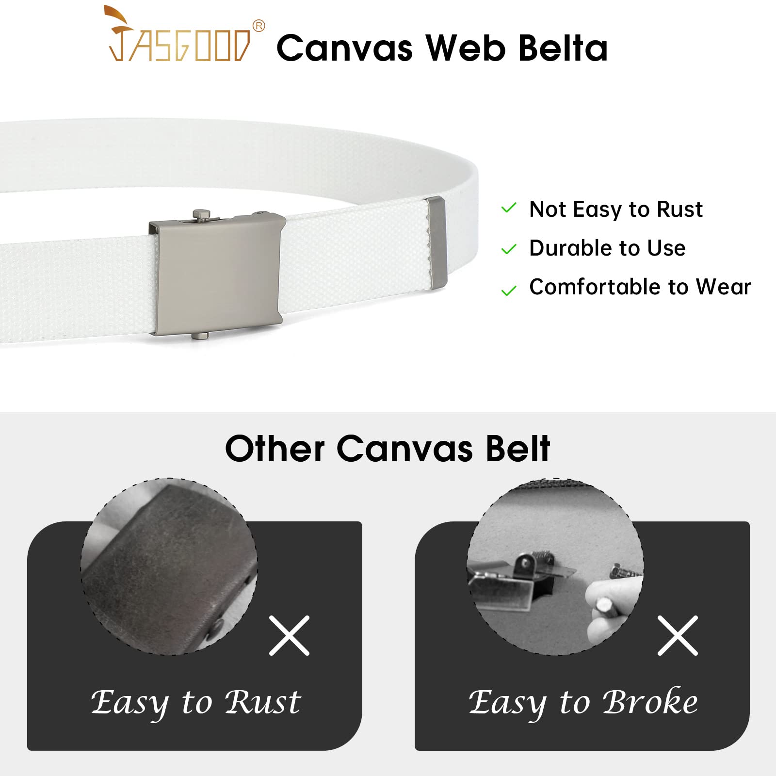 2 Pack Canvas Web Belt with Metal Buckle