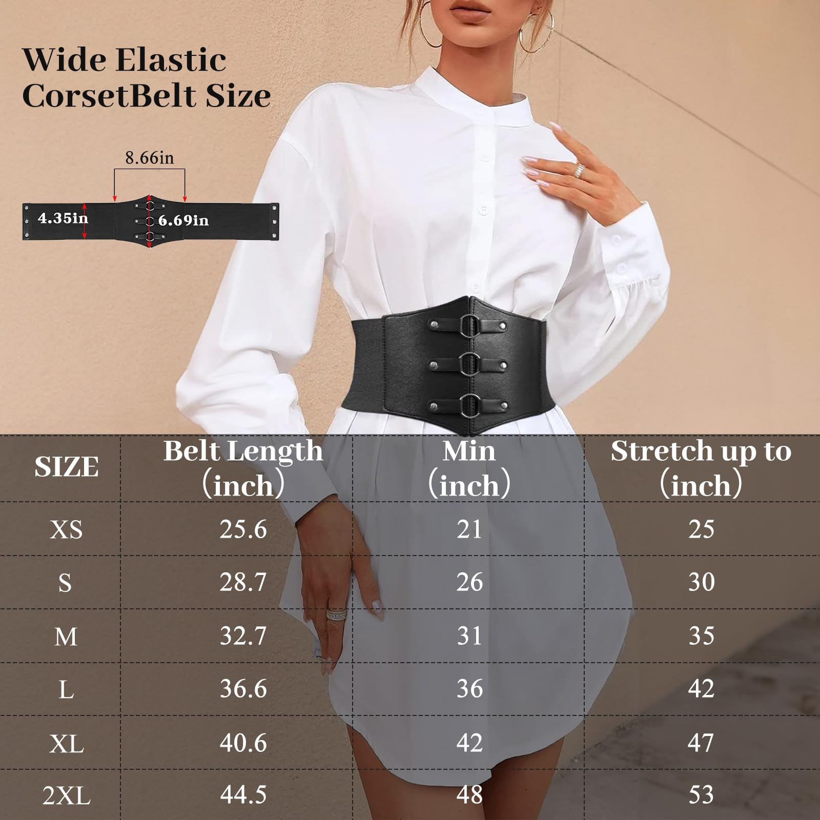 Wide Waspie Elastic Corset Belt