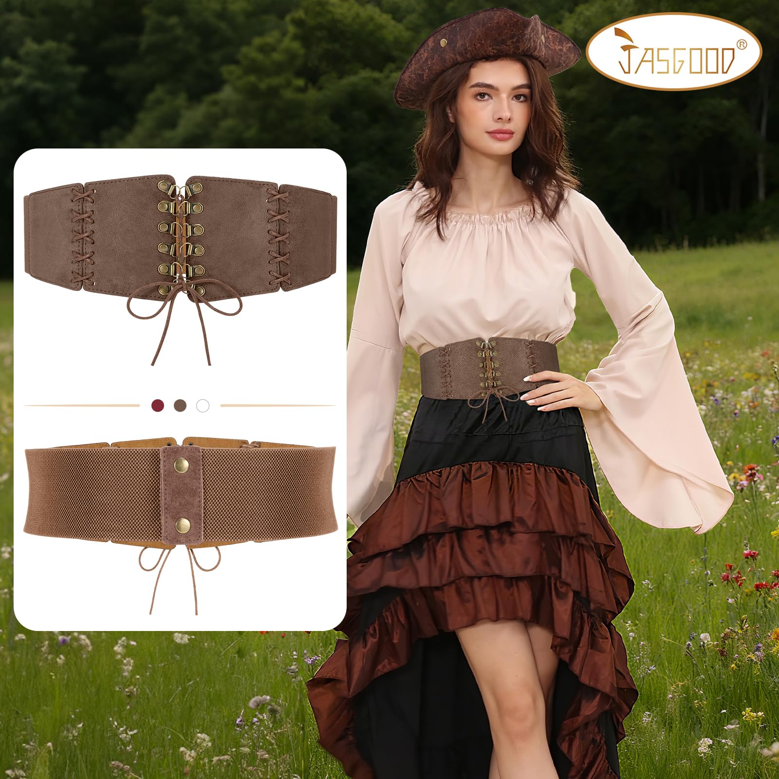 Elastic Lace-up Waspie Corset for Halloween Costume