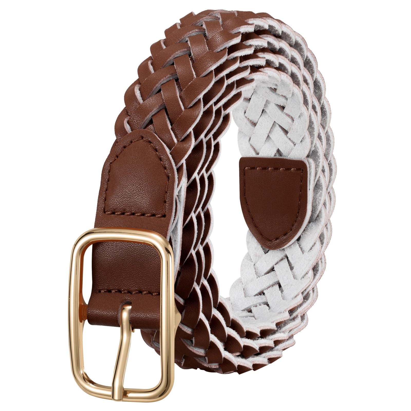 No-Hole Braided Leather Belts Plus Size