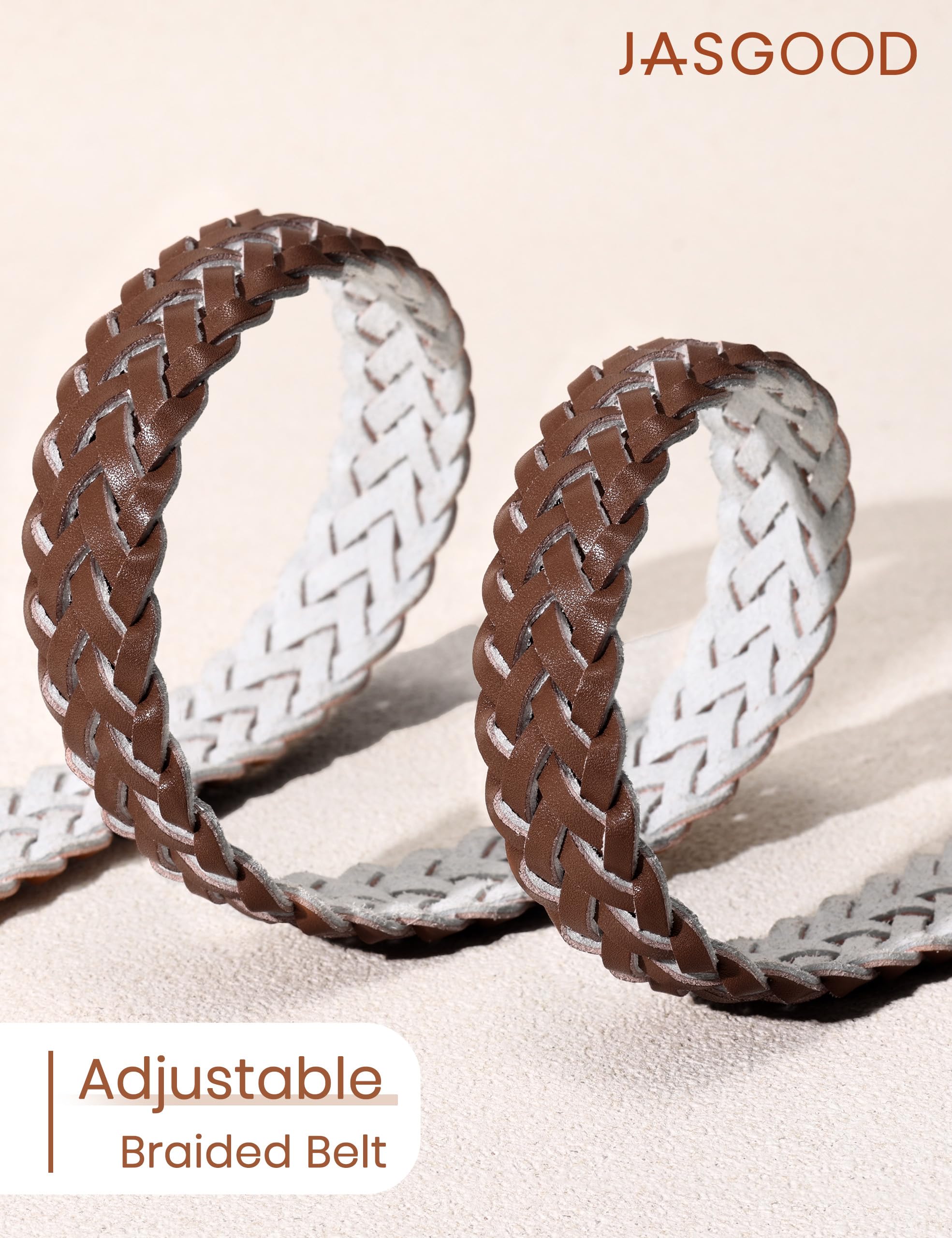 No-Hole Braided Leather Belts Plus Size