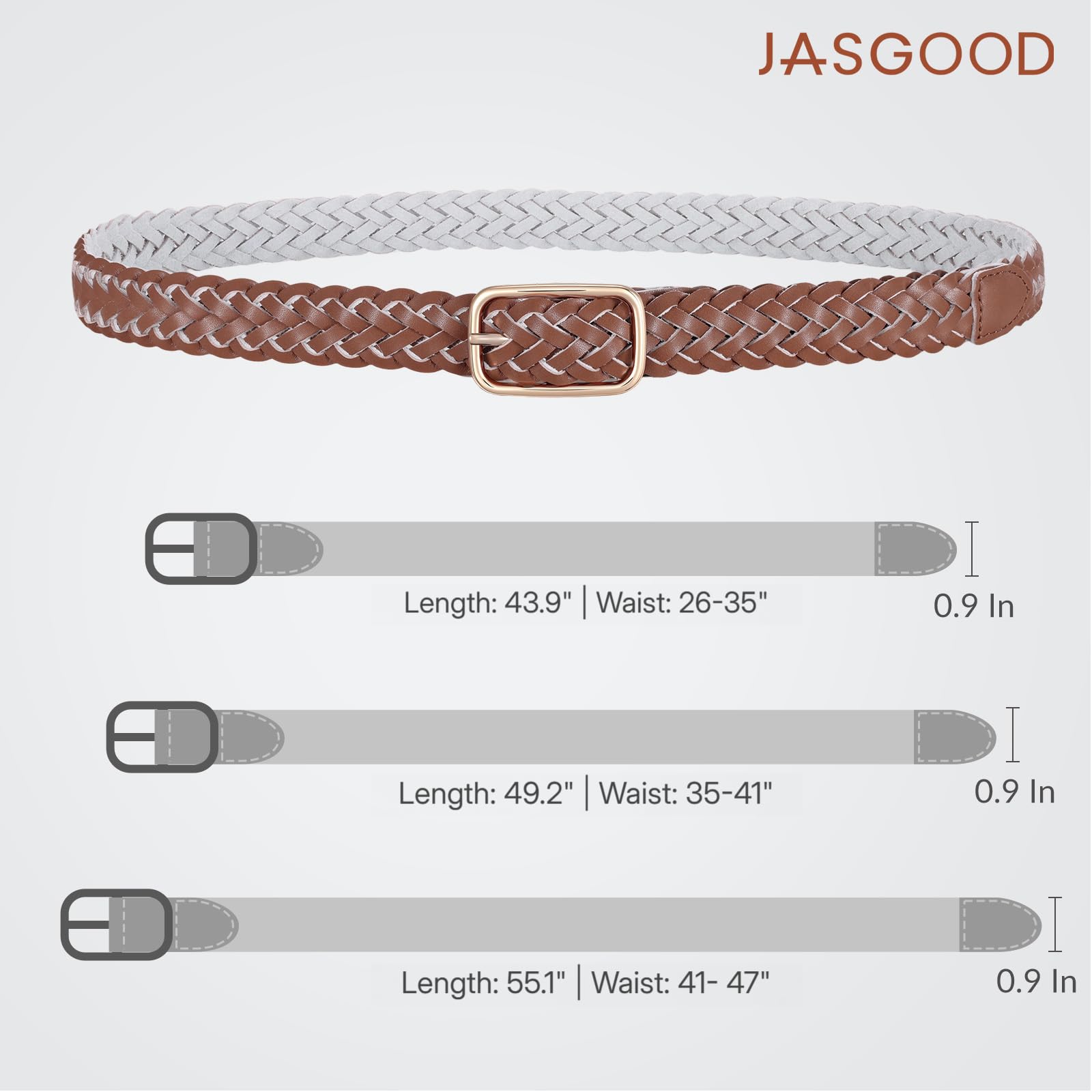 No-Hole Braided Leather Belts Plus Size