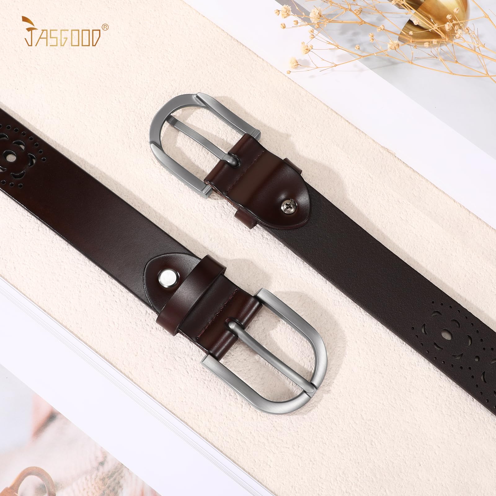 Hollow Genuine Leather Belt for Women 103 - JASGOOD OFFICIAL