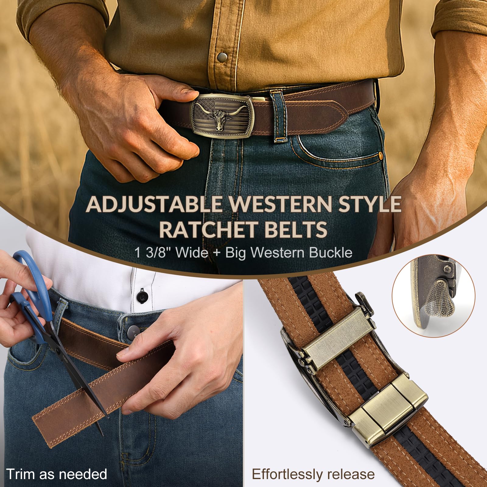 Western Style Automatic Buckle | 1.5" Strap Fit - JASGOOD OFFICIAL