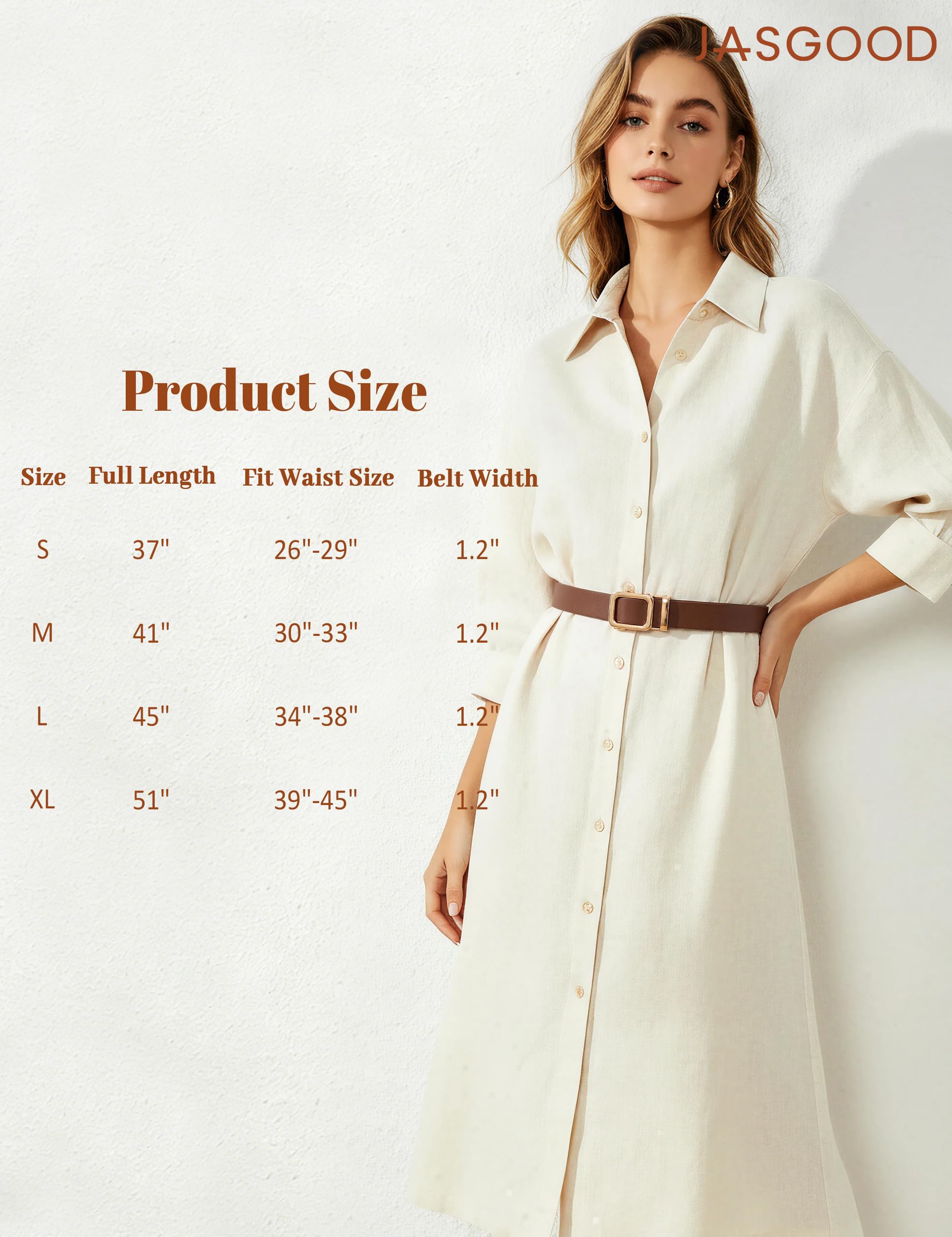 No Holes Ratchet Leather Belt for Women - JASGOOD OFFICIAL