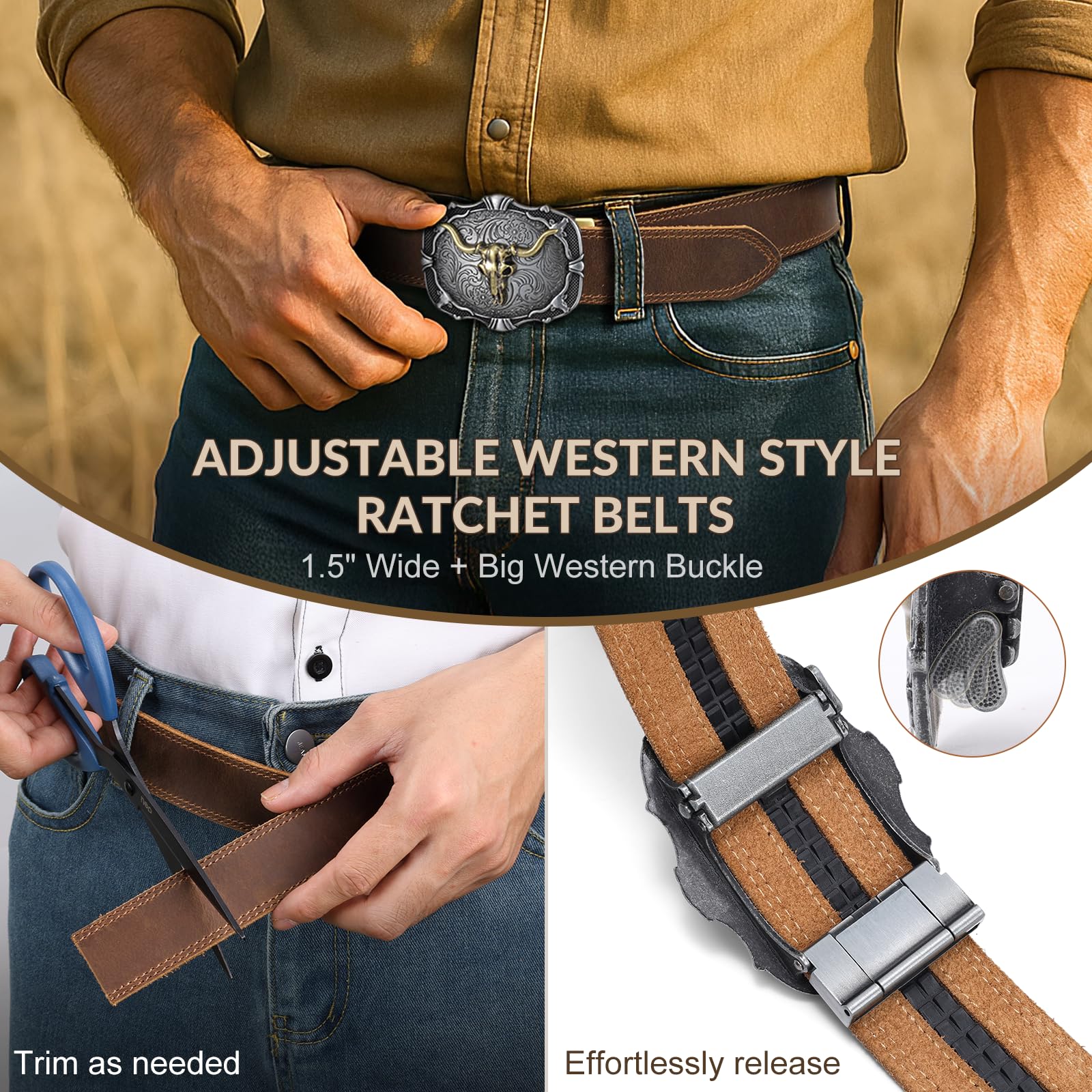 Handcraft Full Grain Western Cowhide Leather Belt