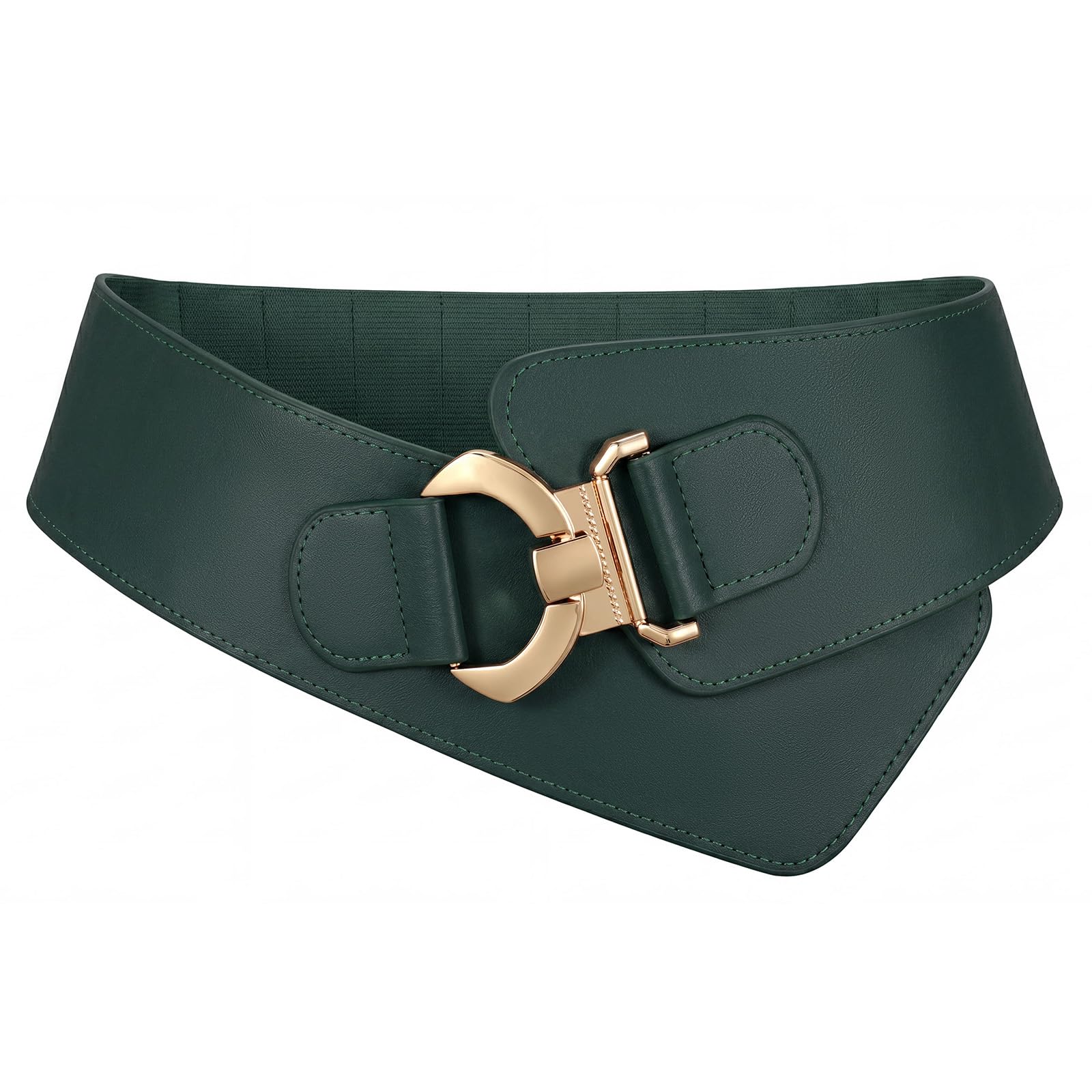 Gold Interlock Buckle Elastic Wide Belt
