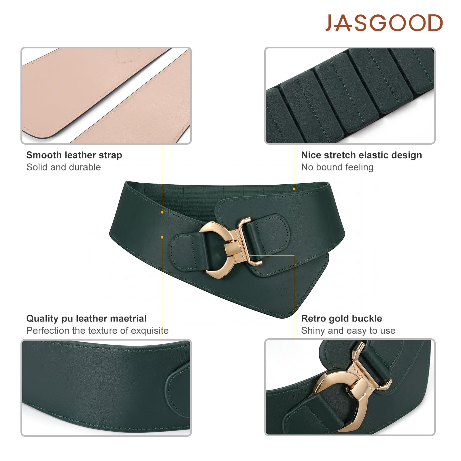 Gold Interlock Buckle Elastic Wide Belt