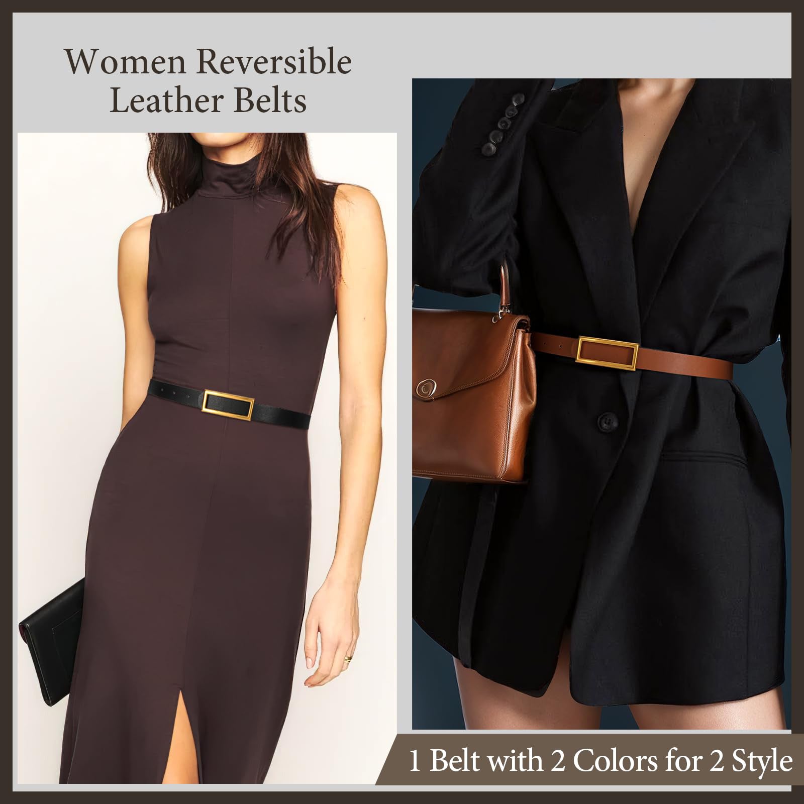 Reversible Waist Belt with Square Buckle