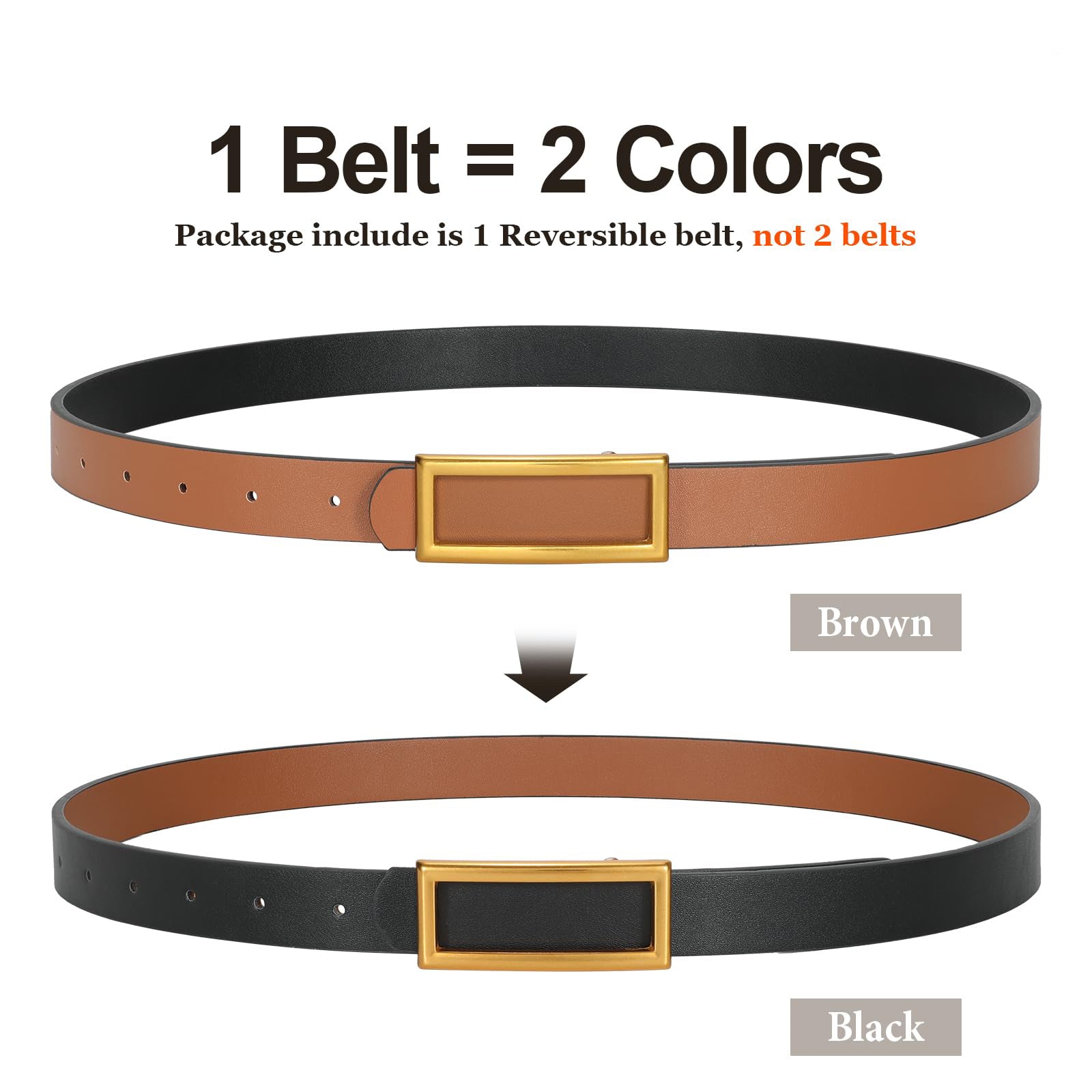 Reversible Waist Belt with Square Buckle