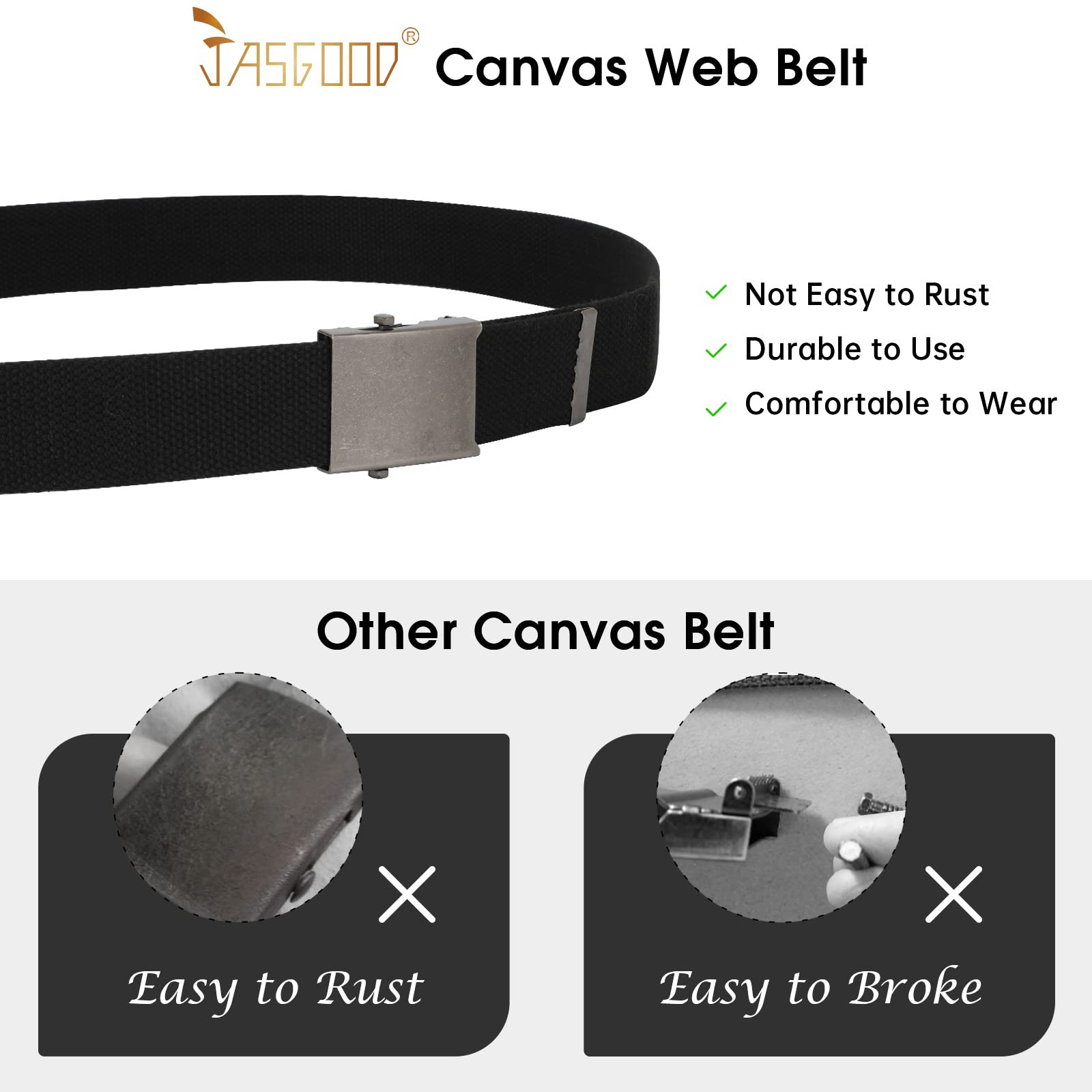 2 Pack Canvas Web Belt with Metal Buckle