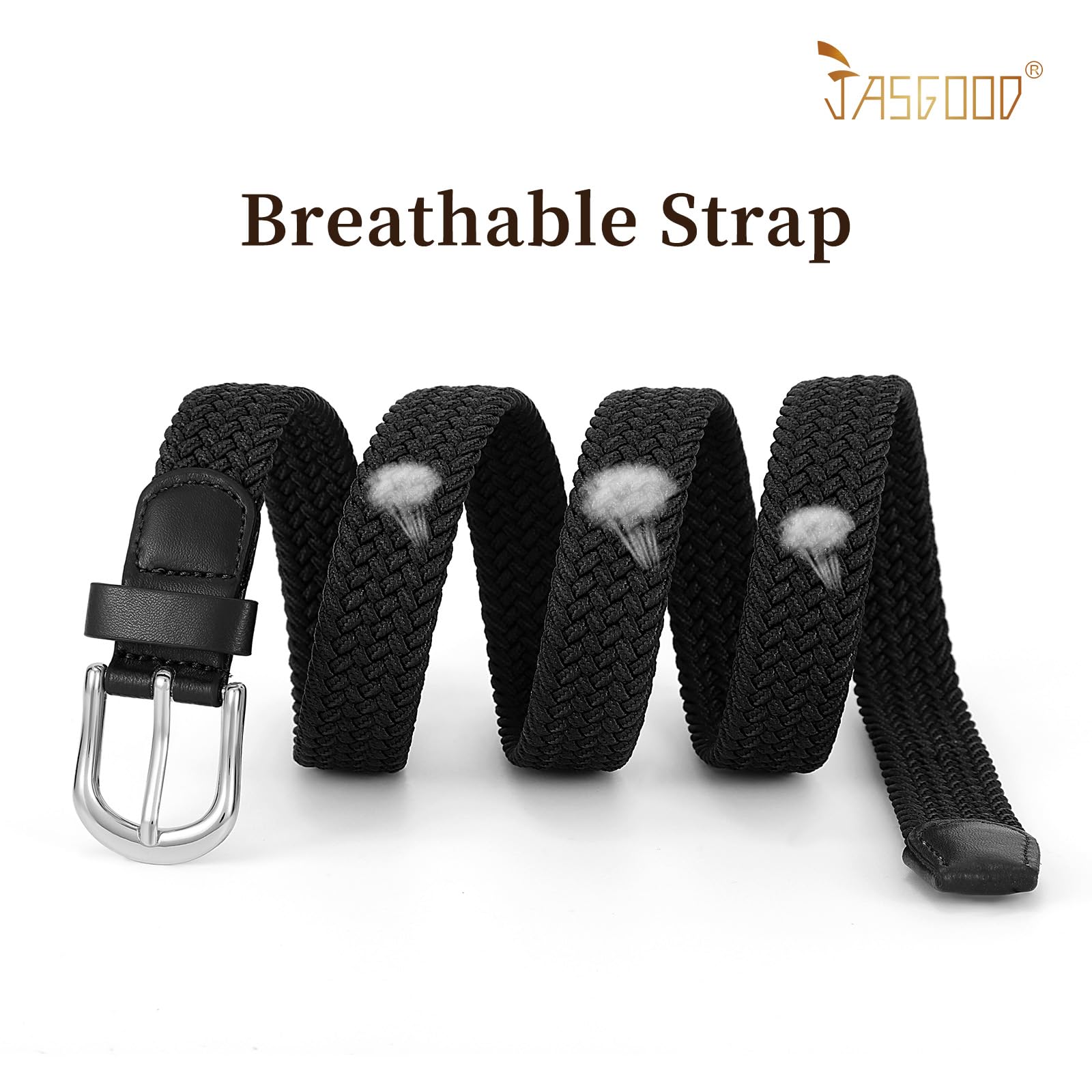 2-Pack Elastic Woven Stretch Fabric Braided Belts for Women