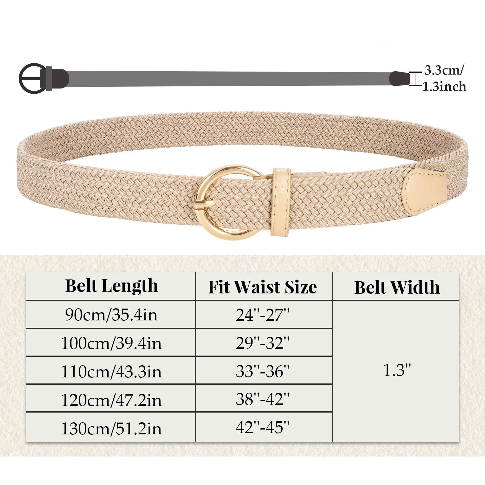 Women Men Woven Elastic Stretch Braided Waist Belt
