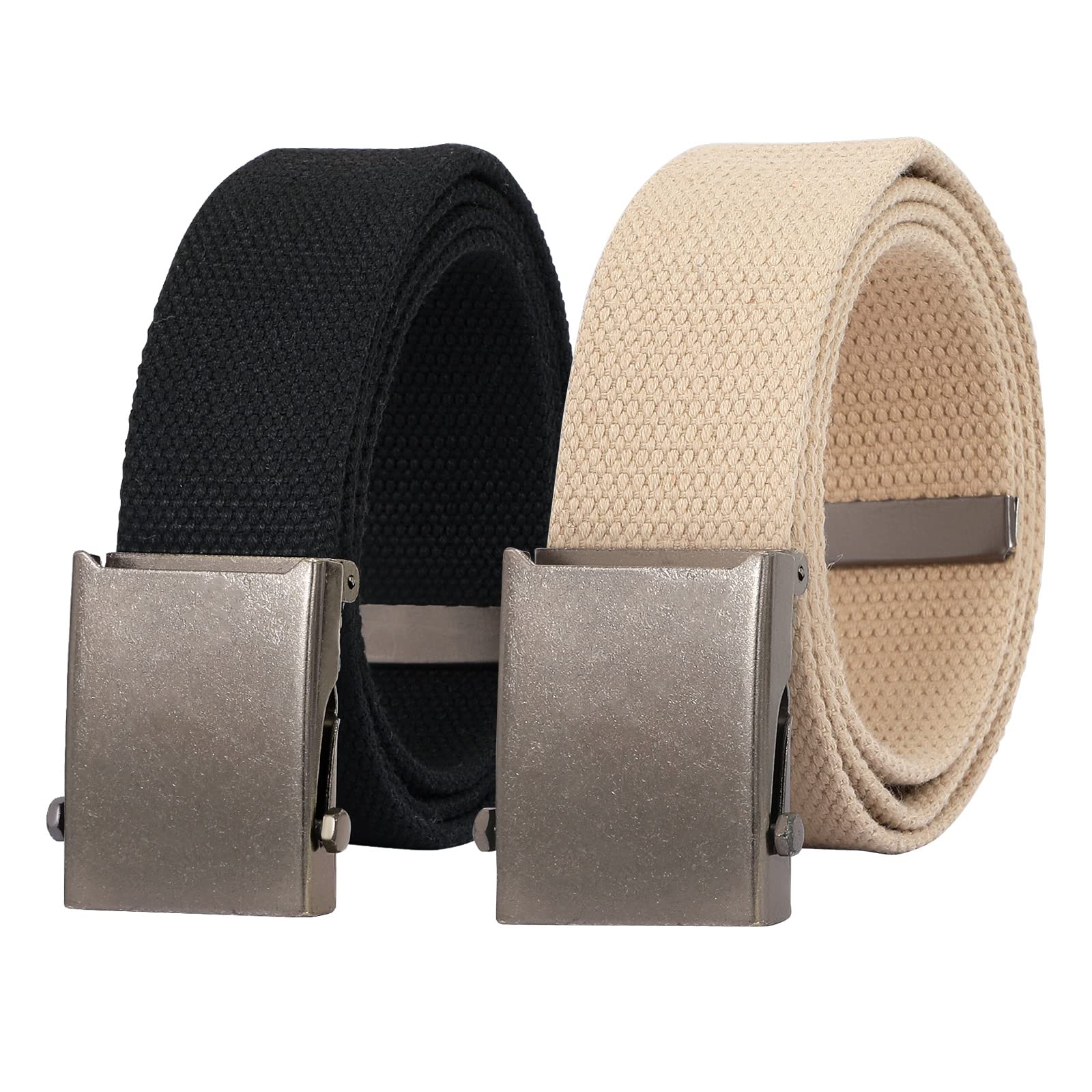 2 Pack Canvas Web Belt with Metal Buckle
