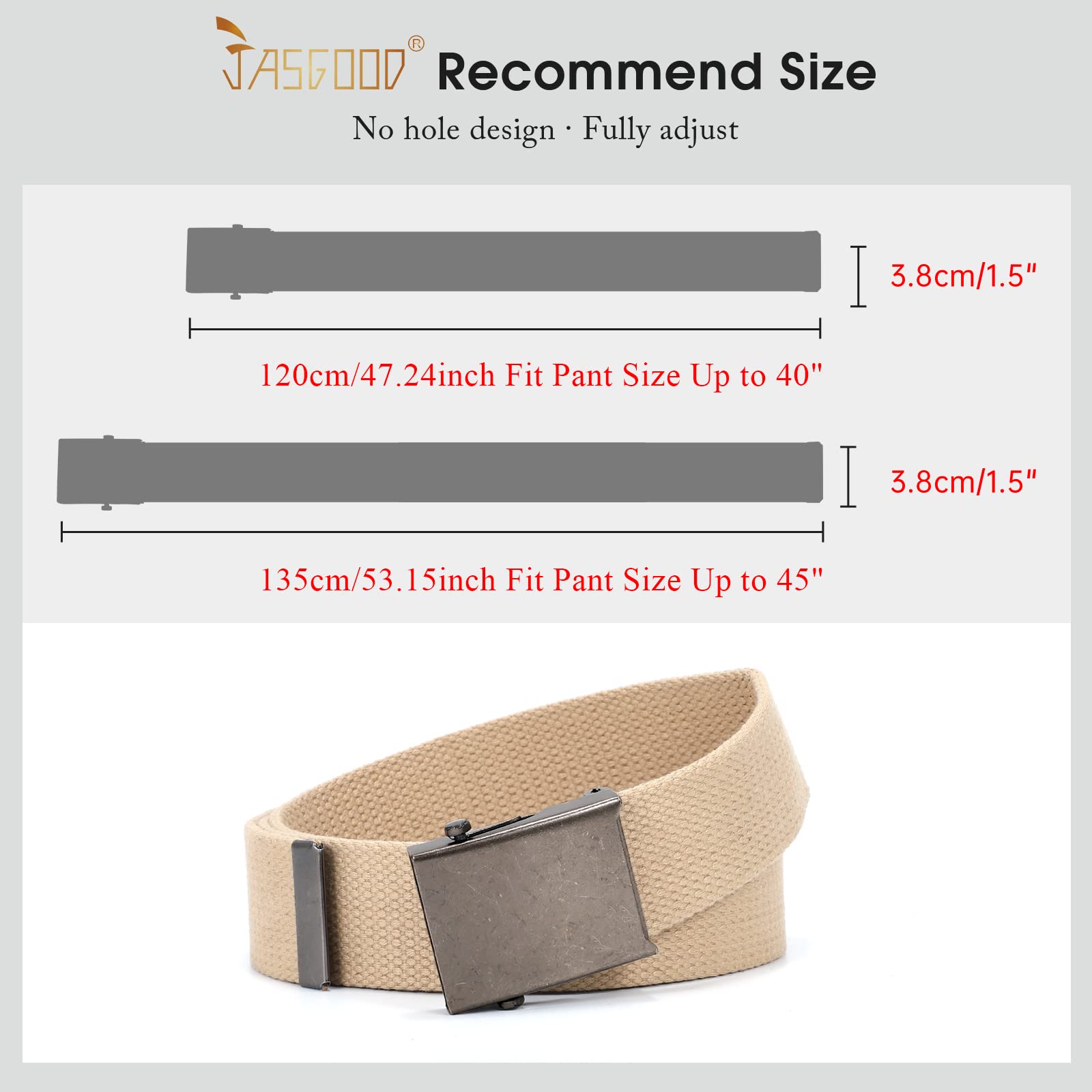 2 Pack Canvas Web Belt with Metal Buckle