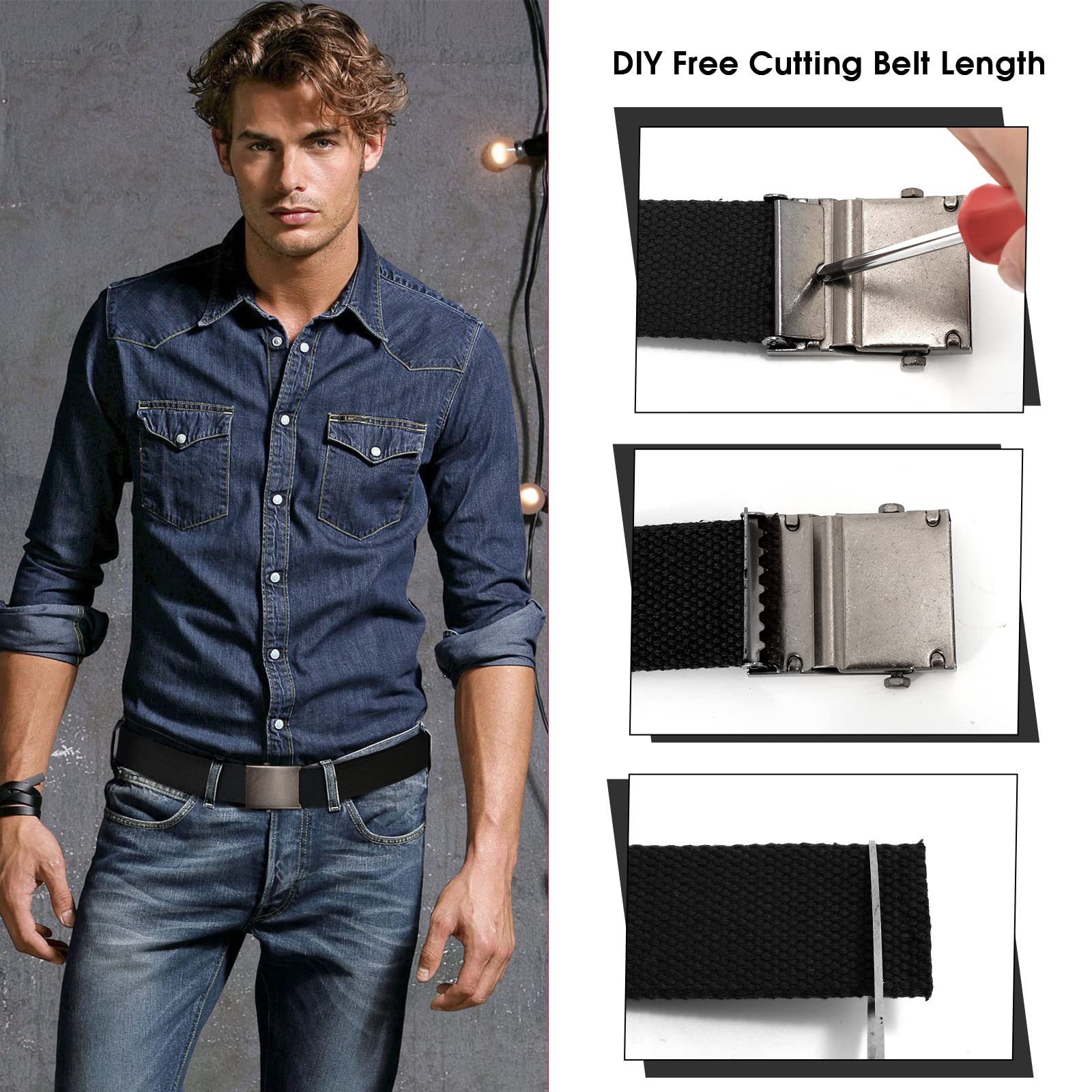 2 Pack Canvas Web Belt with Metal Buckle