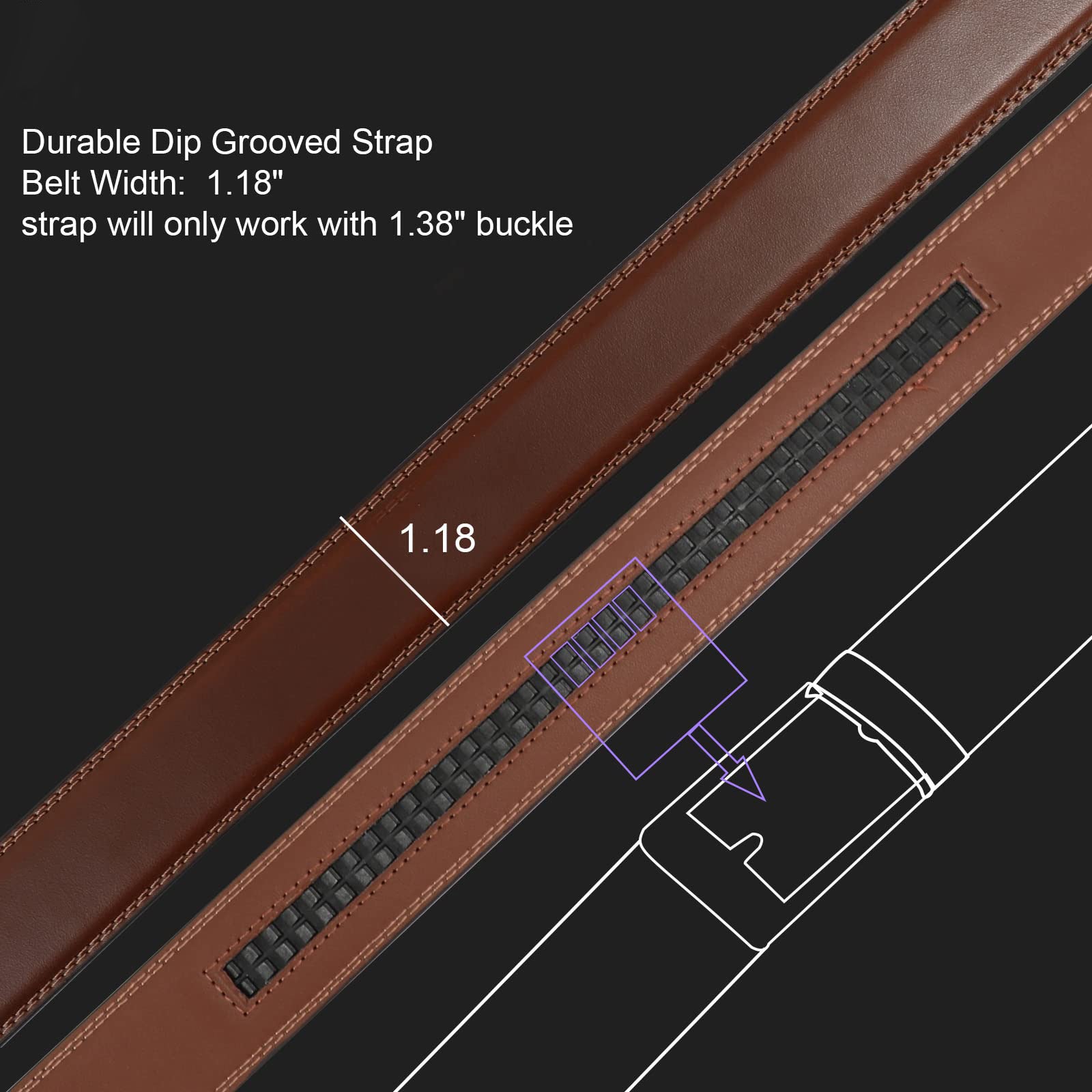 Leather Belt Strap 30mm/1.18" Replacement Without Buckle