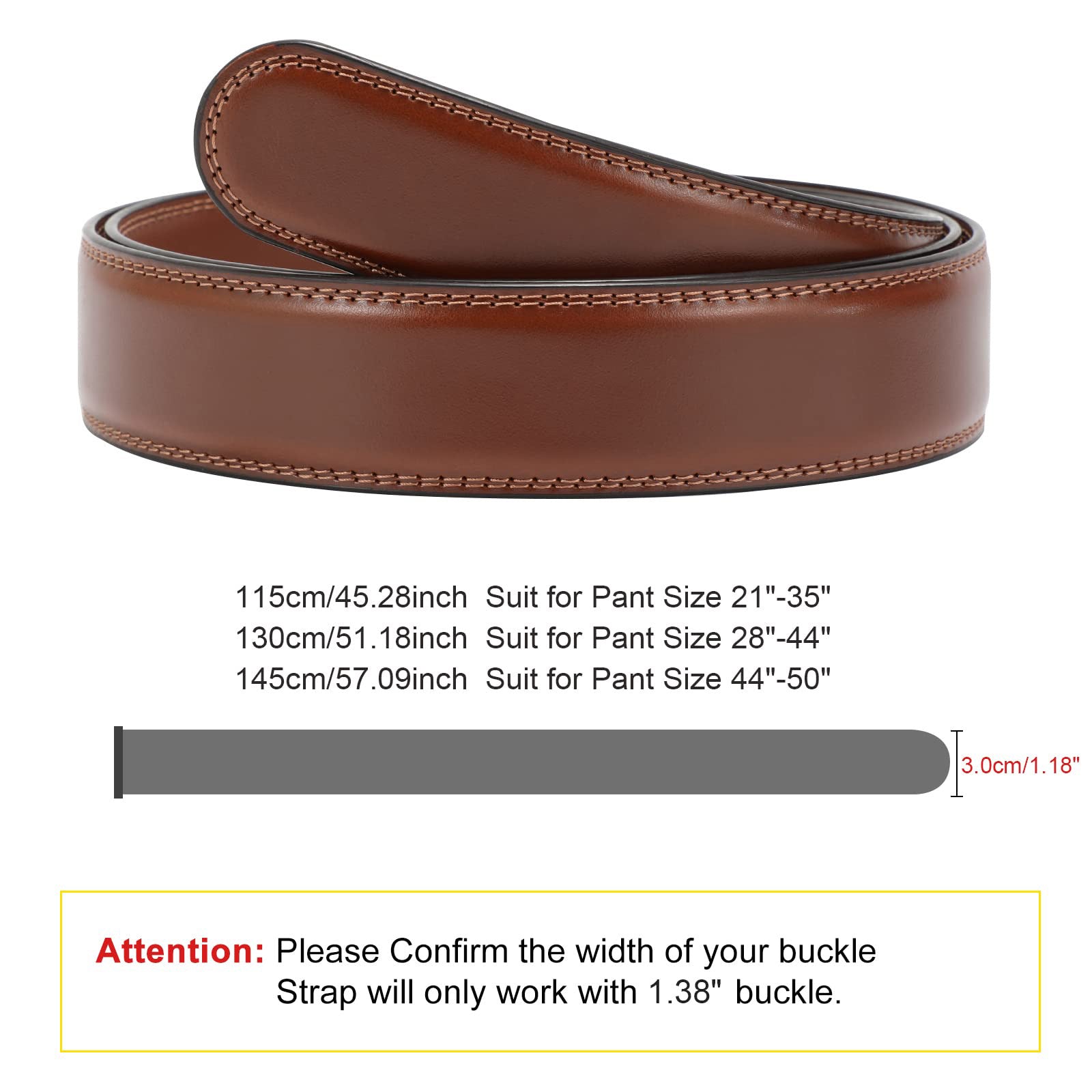 Leather Belt Strap 30mm/1.18" Replacement Without Buckle