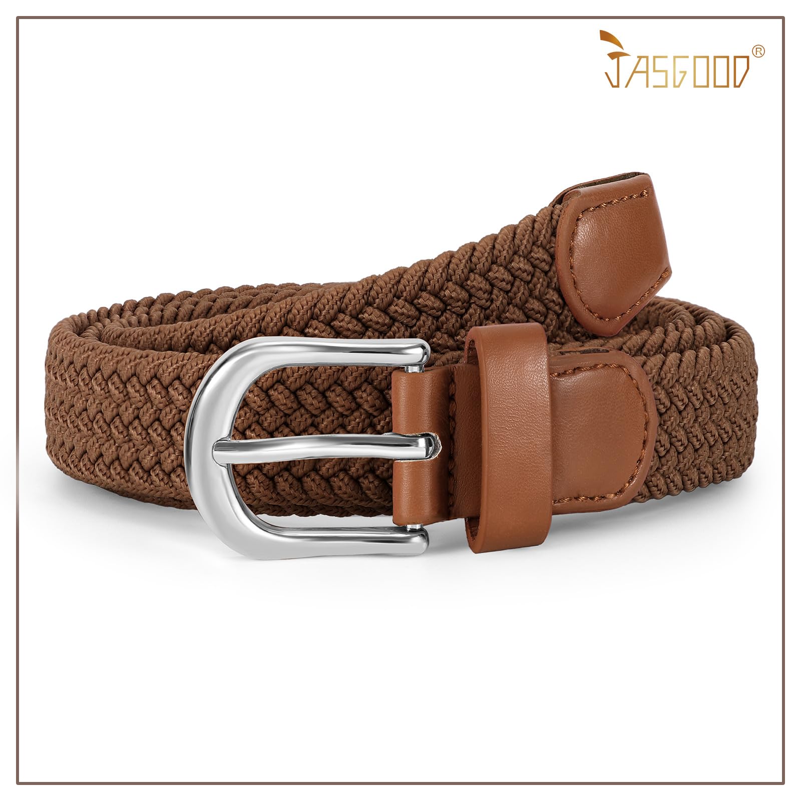 2-Pack Elastic Woven Stretch Fabric Braided Belts for Women