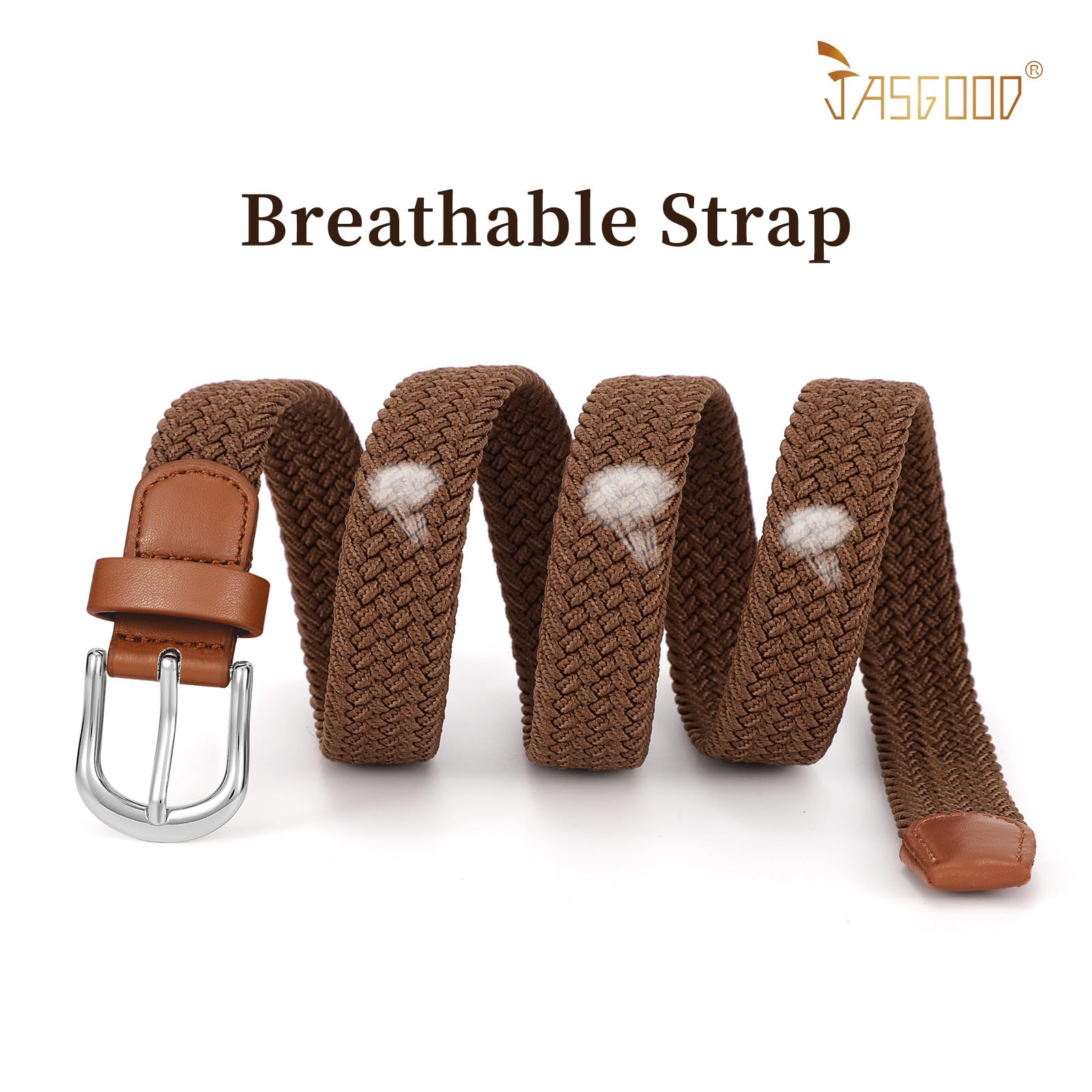 2-Pack Elastic Woven Stretch Fabric Braided Belts for Women