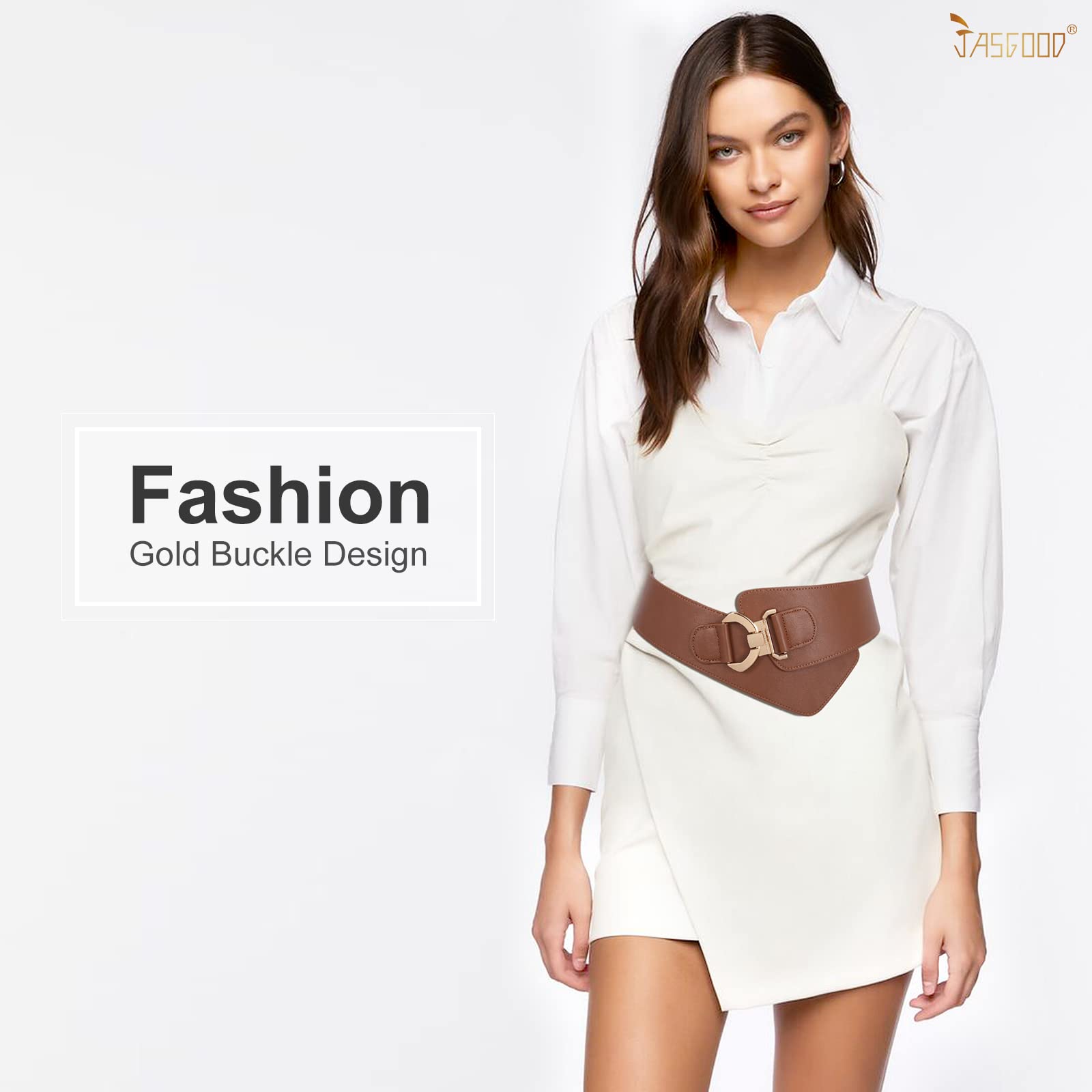 Gold Interlock Buckle Elastic Wide Belt