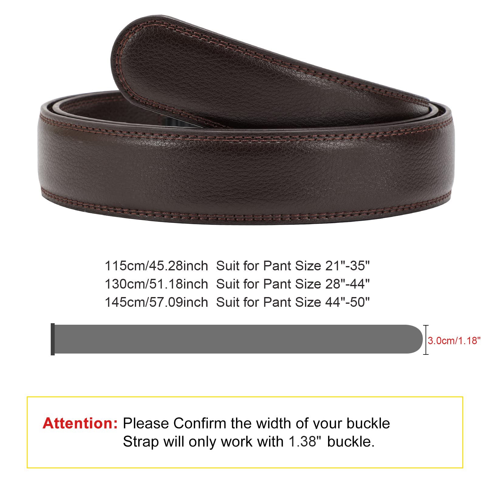Leather Belt Strap 30mm/1.18" Replacement Without Buckle