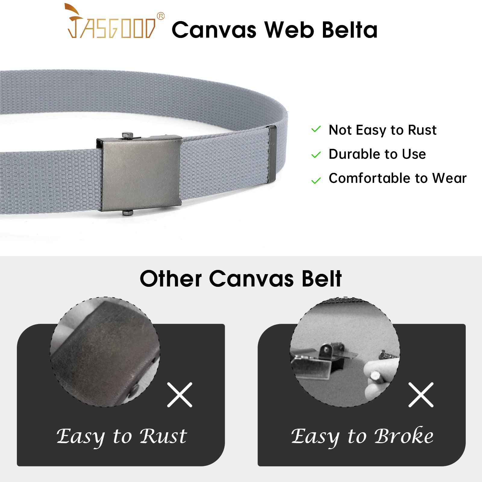 2 Pack Canvas Web Belt with Metal Buckle