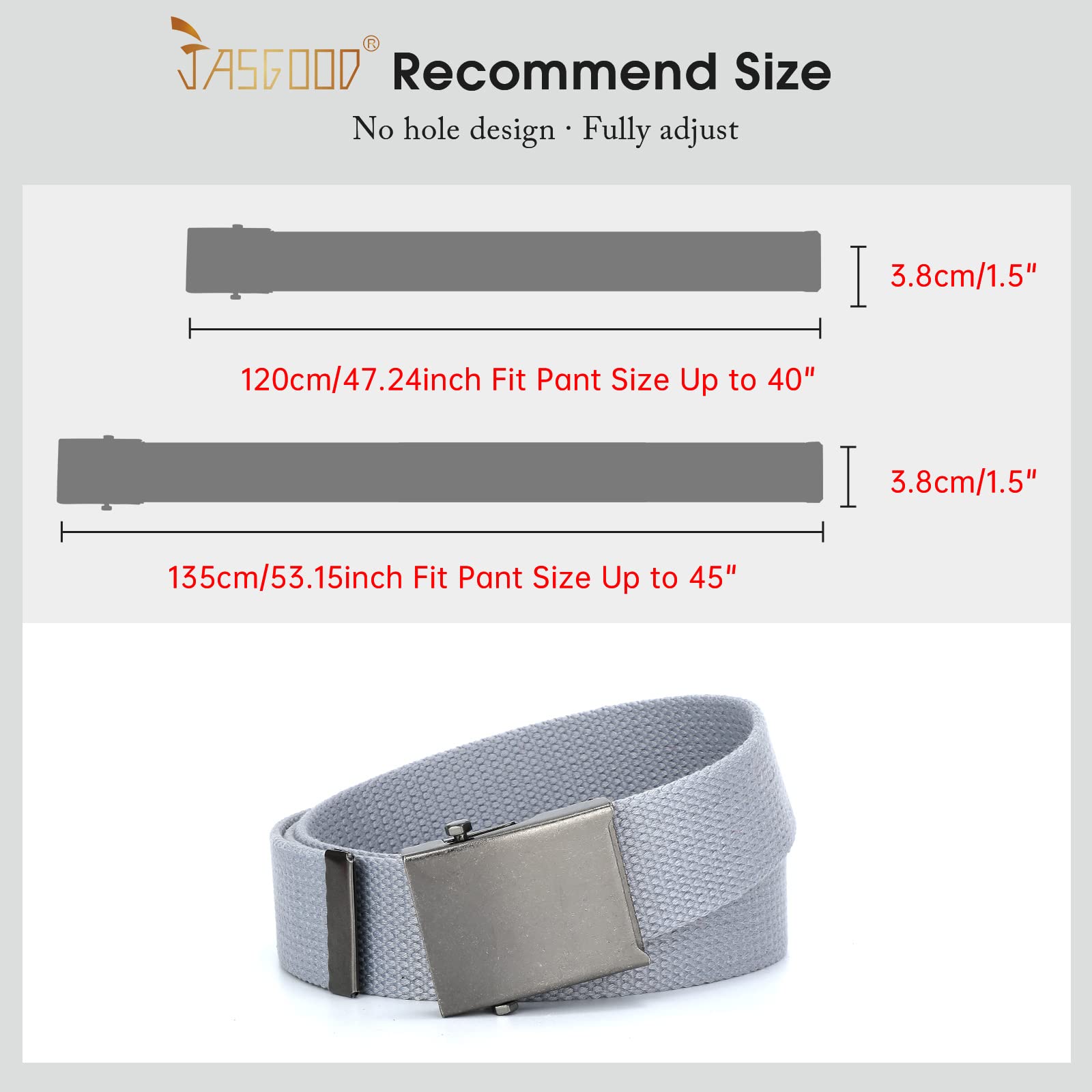2 Pack Canvas Web Belt with Metal Buckle