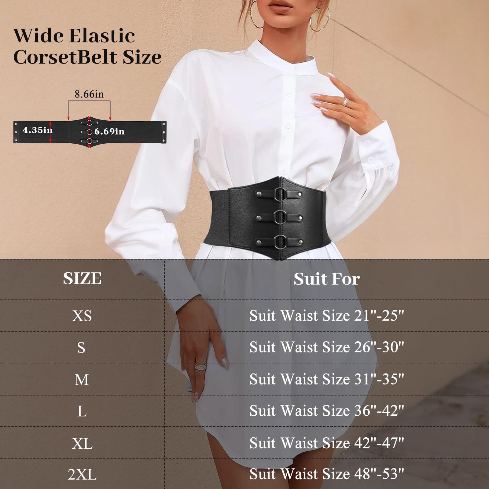 Wide Waspie Elastic Corset Belt