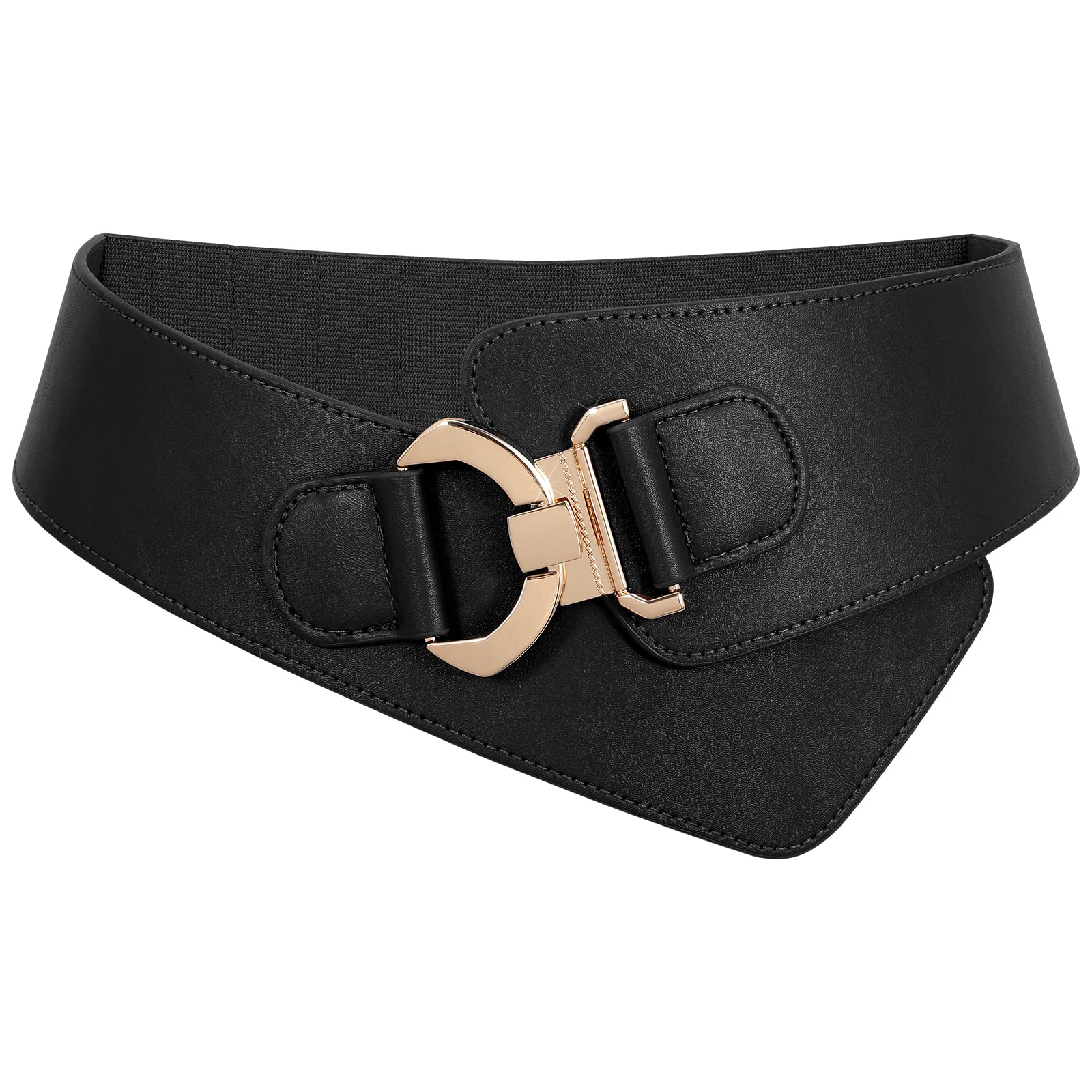 Gold Interlock Buckle Elastic Wide Belt