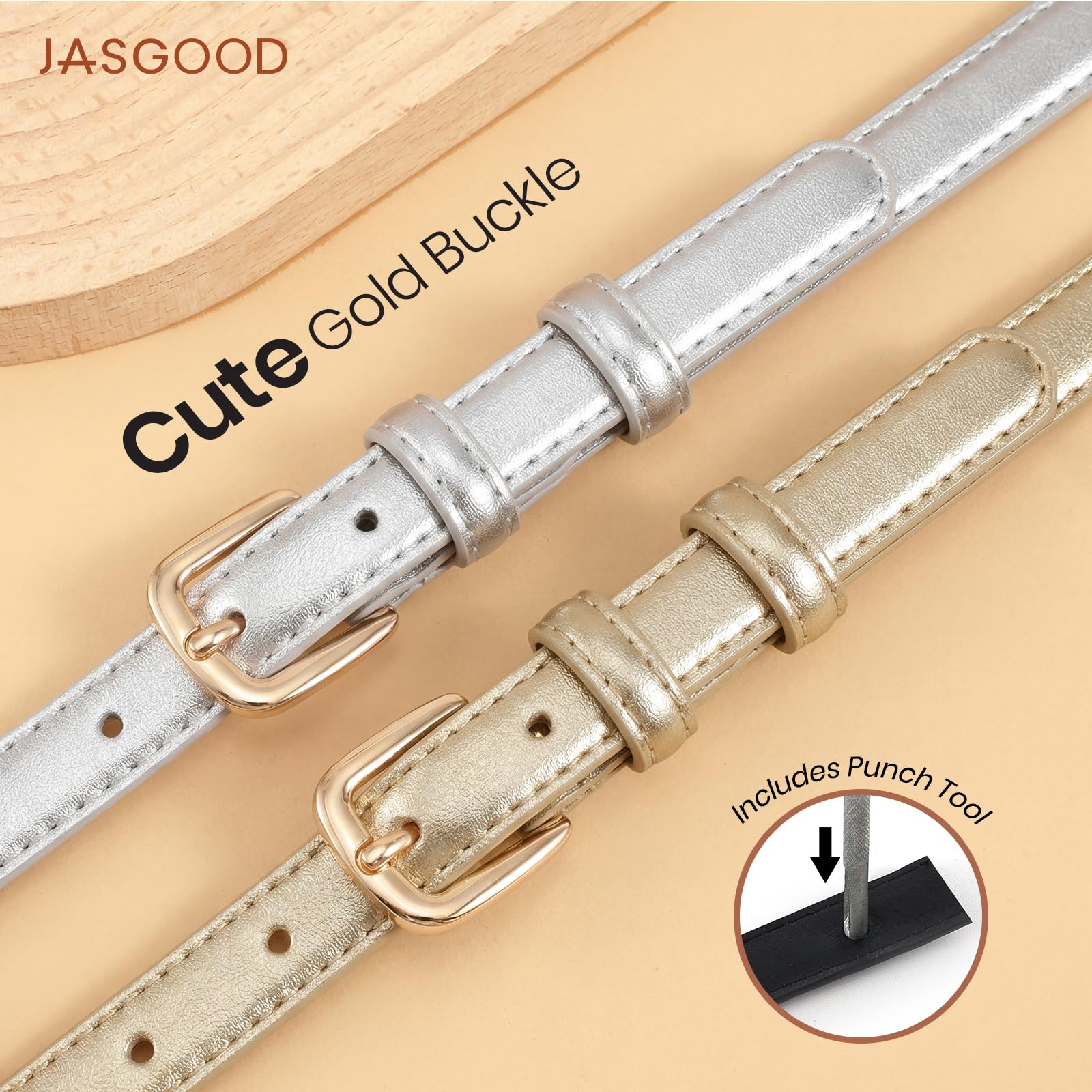 21 Colors Ladies Belt with Gold Buckle