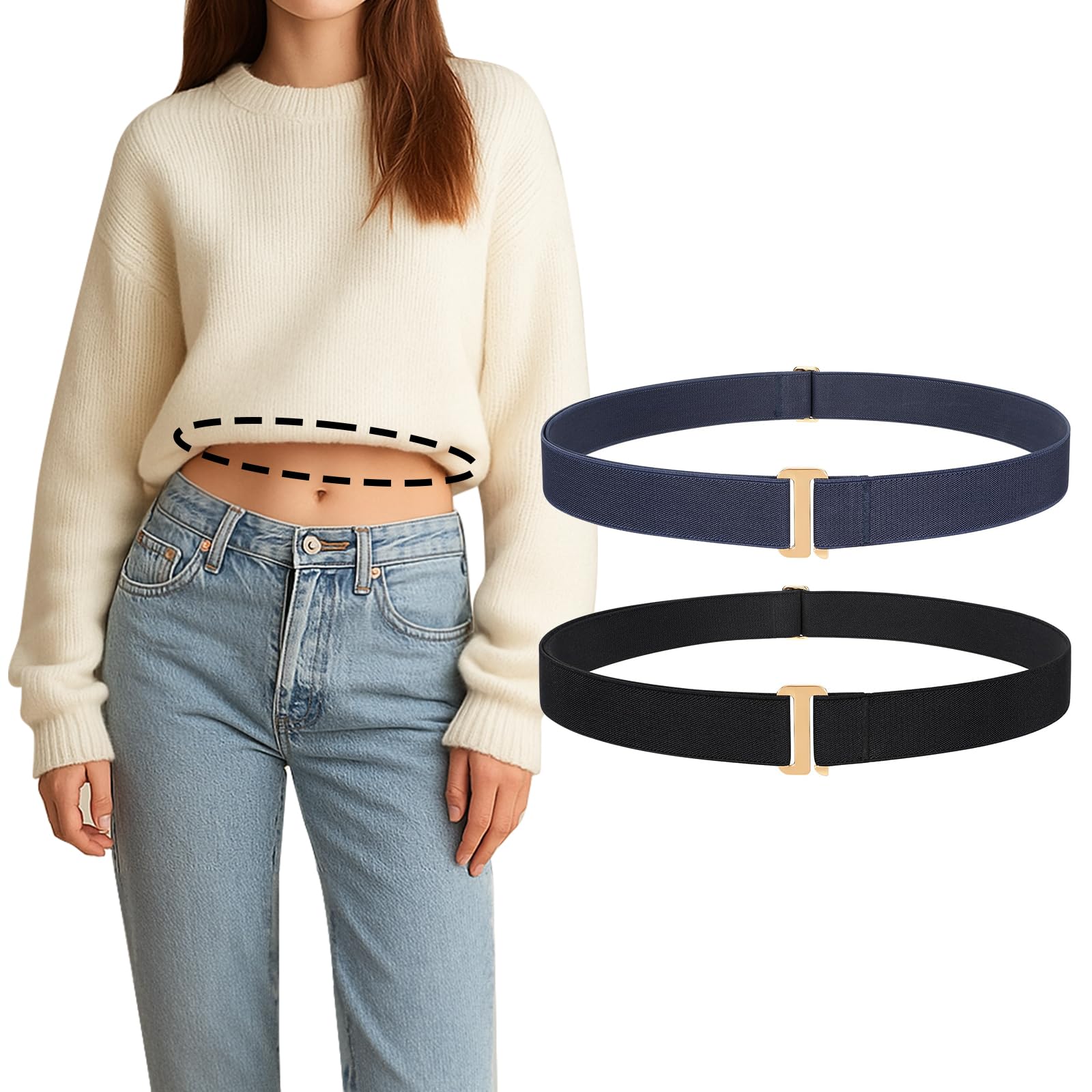 2PACK Crop Top Tuck Waist Band for T-Shirts