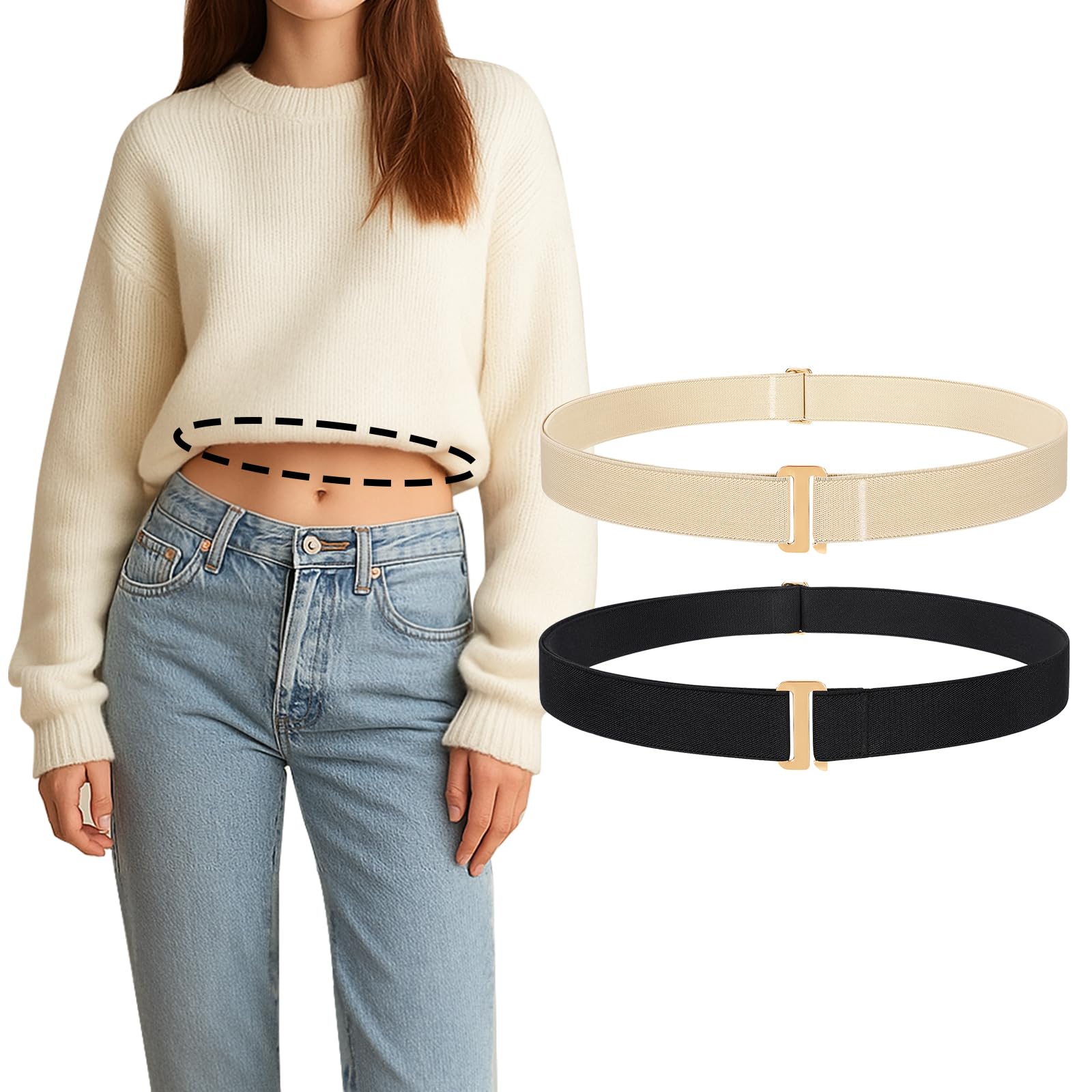 2PACK Crop Top Tuck Waist Band for T-Shirts