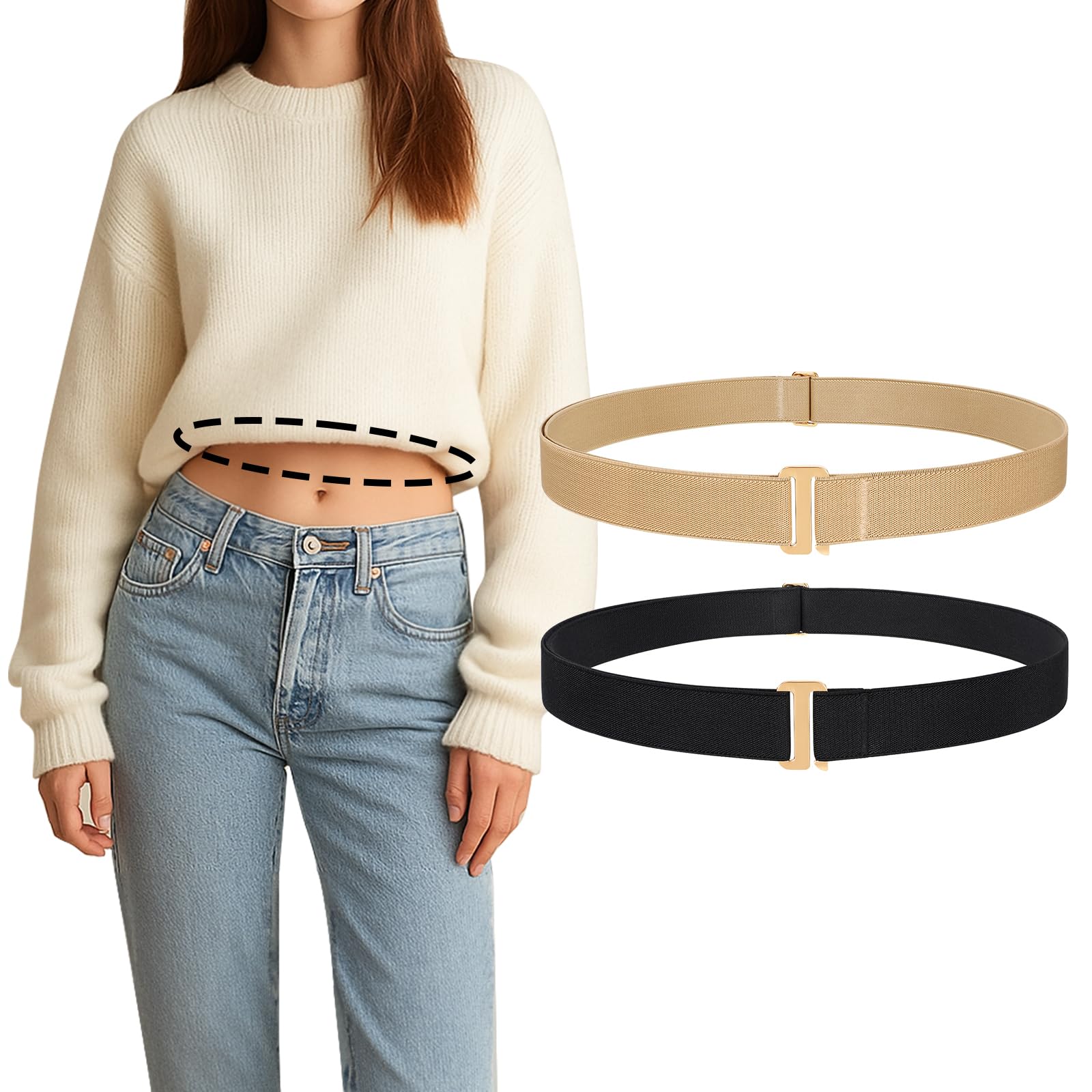 2PACK Crop Top Tuck Waist Band for T-Shirts