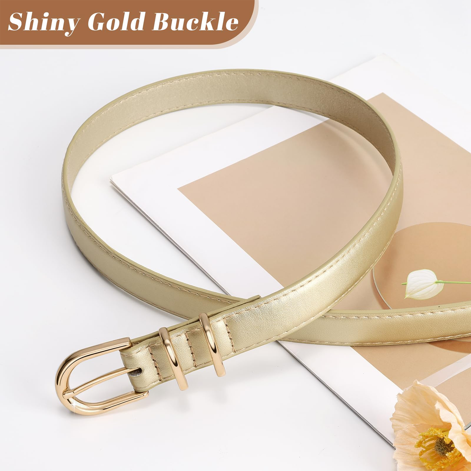 Women Skinny Vegan Leather Belt for Jeans