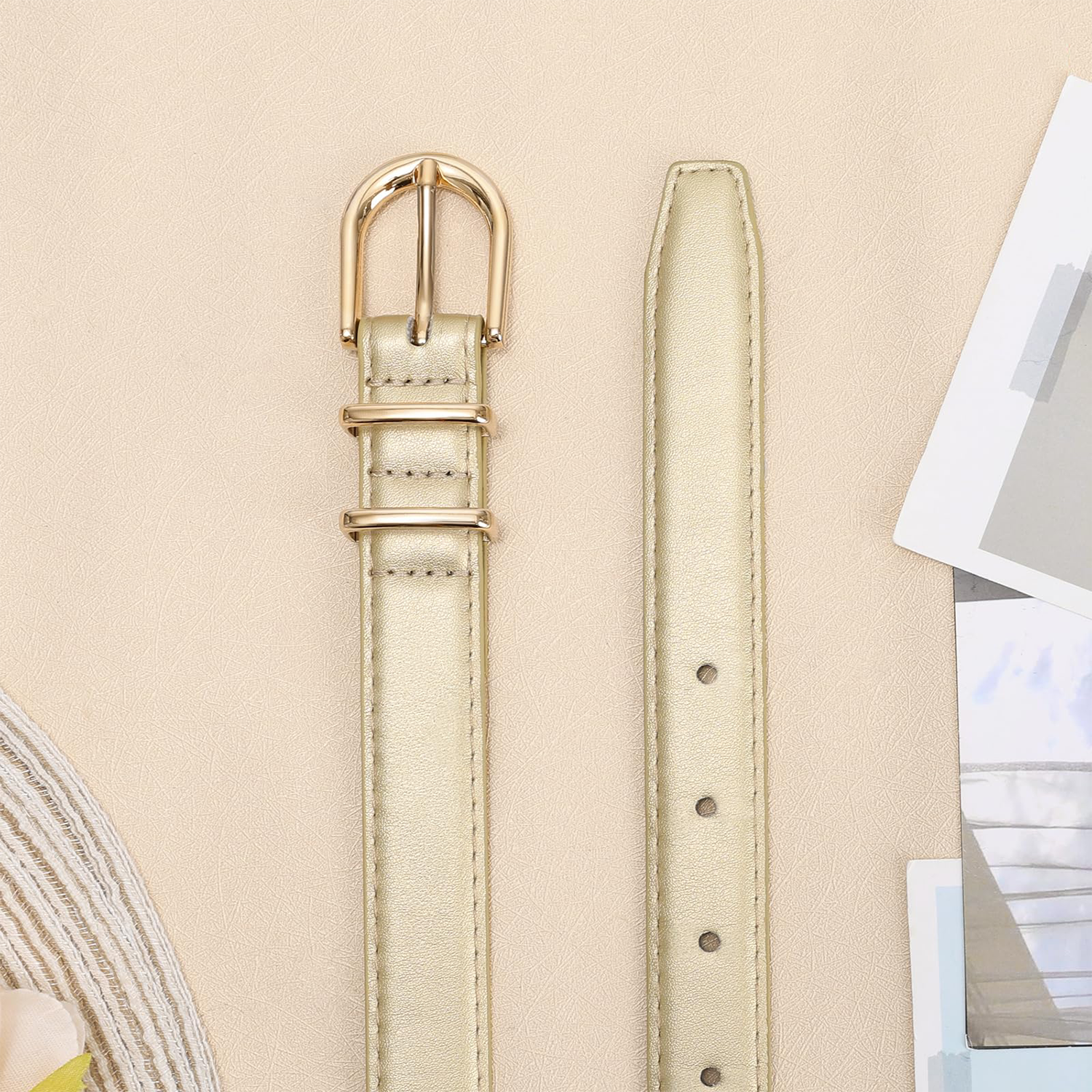 Women Skinny Vegan Leather Belt for Jeans