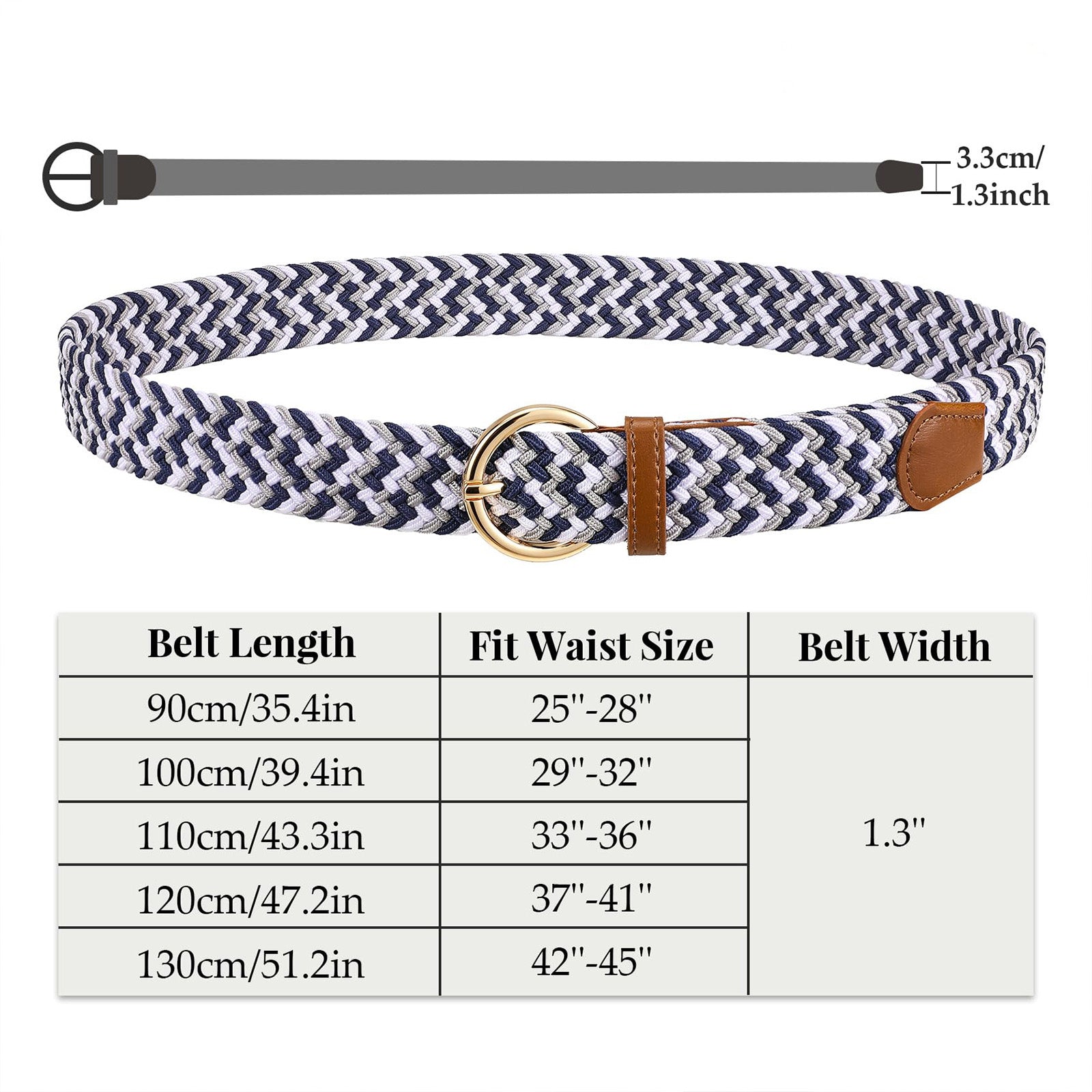 Women Men Woven Elastic Stretch Braided Waist Belt
