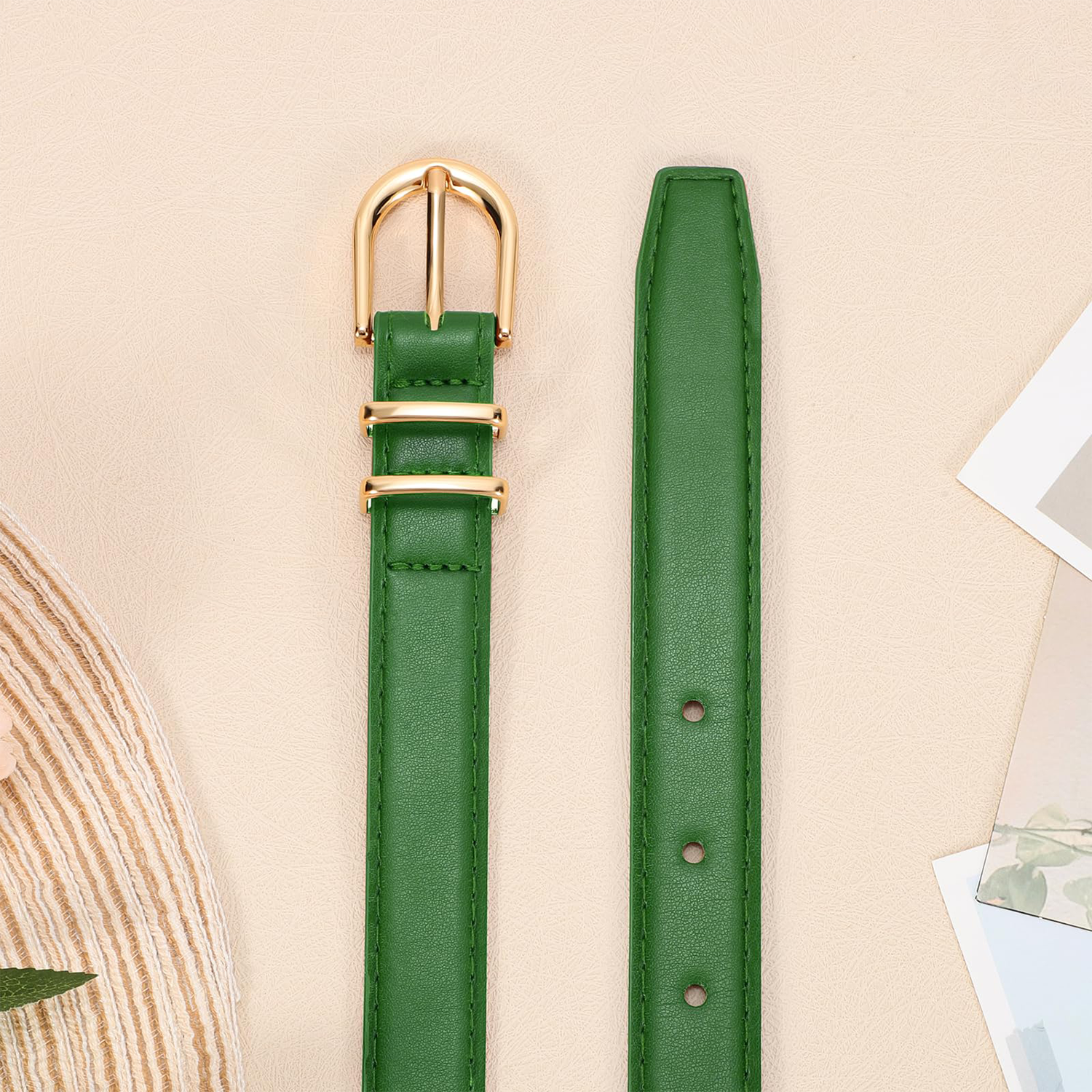 Women Skinny Vegan Leather Belt for Jeans