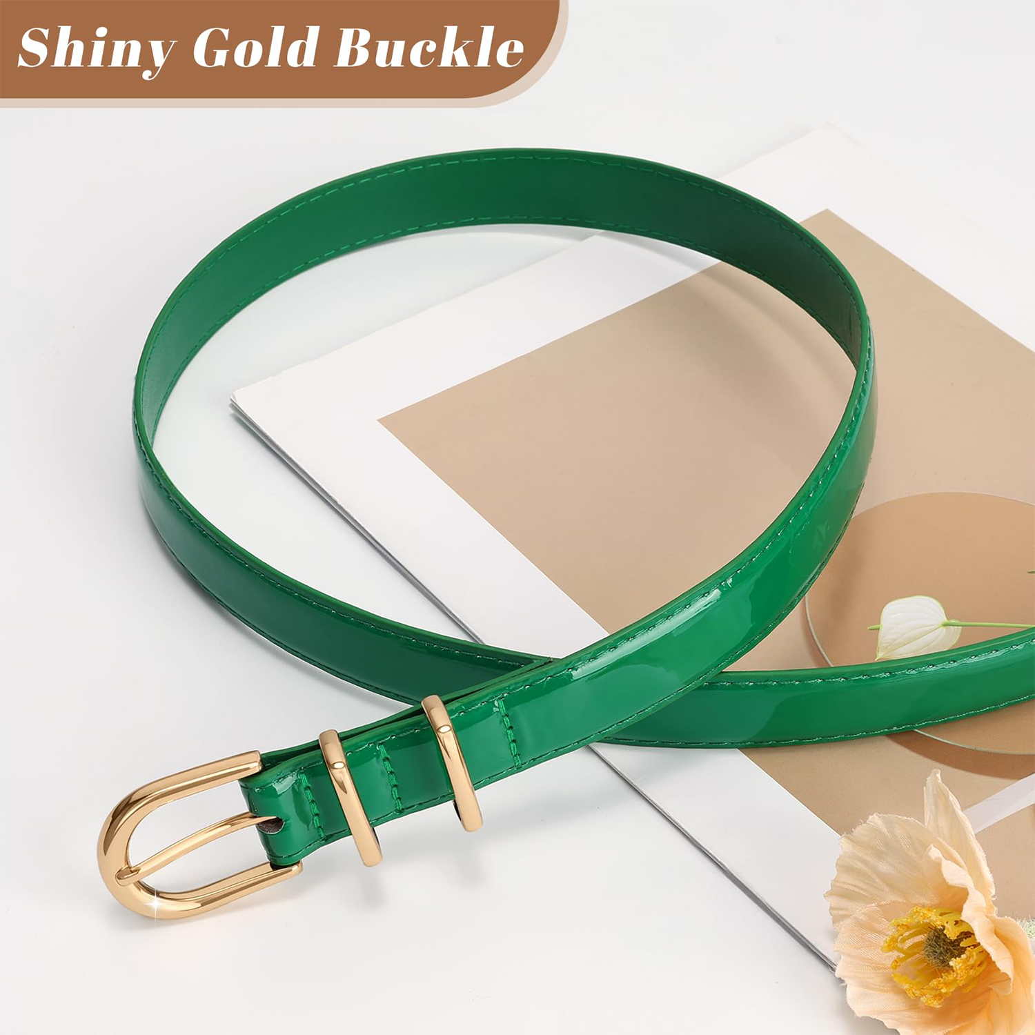 Women Skinny Vegan Leather Belt for Jeans