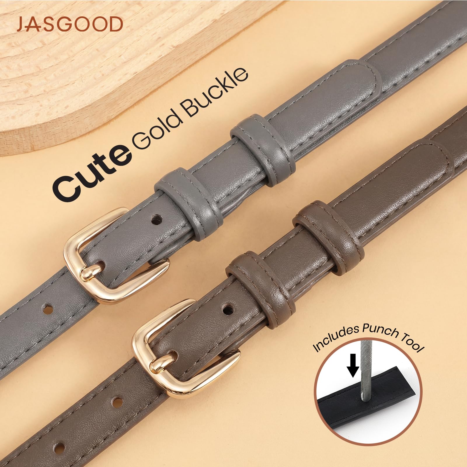 21 Colors Ladies Belt with Gold Buckle