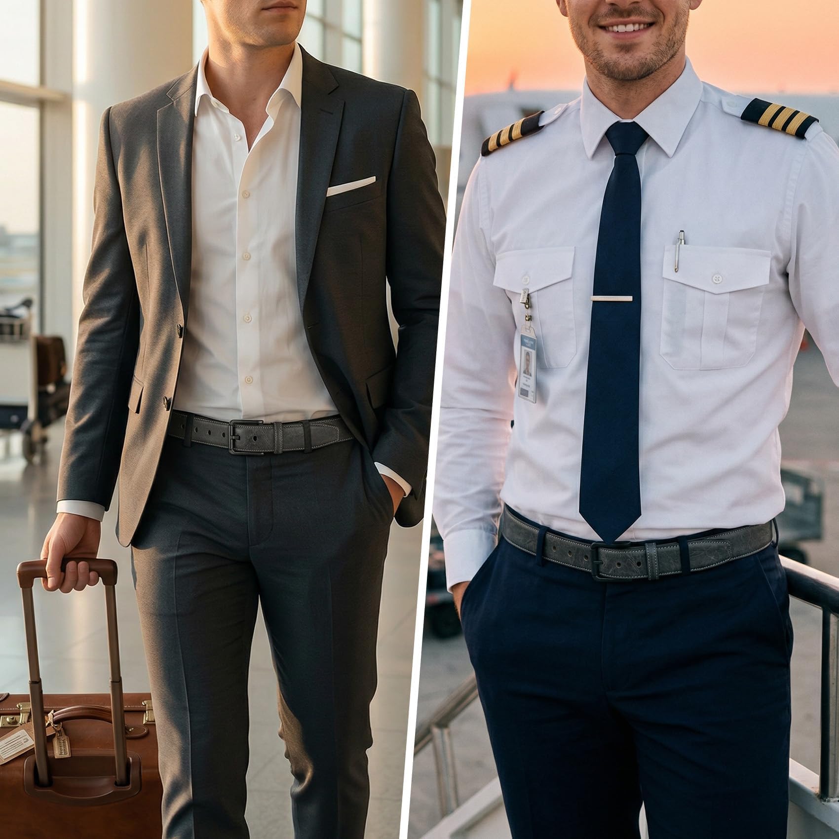 Nickel Free TSA Approved Leather Belt For Men