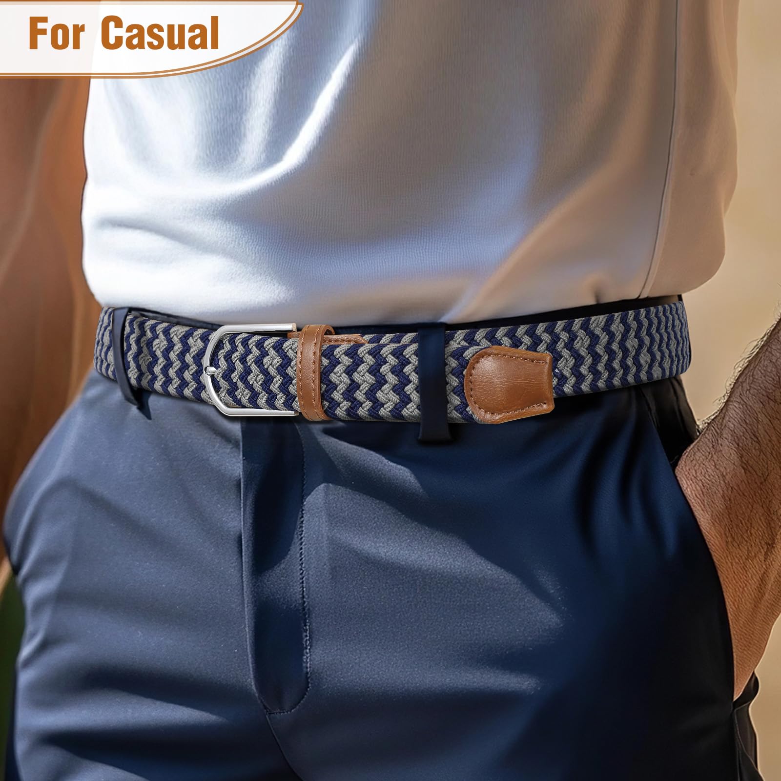 Braided Stretch Belt for Men Women