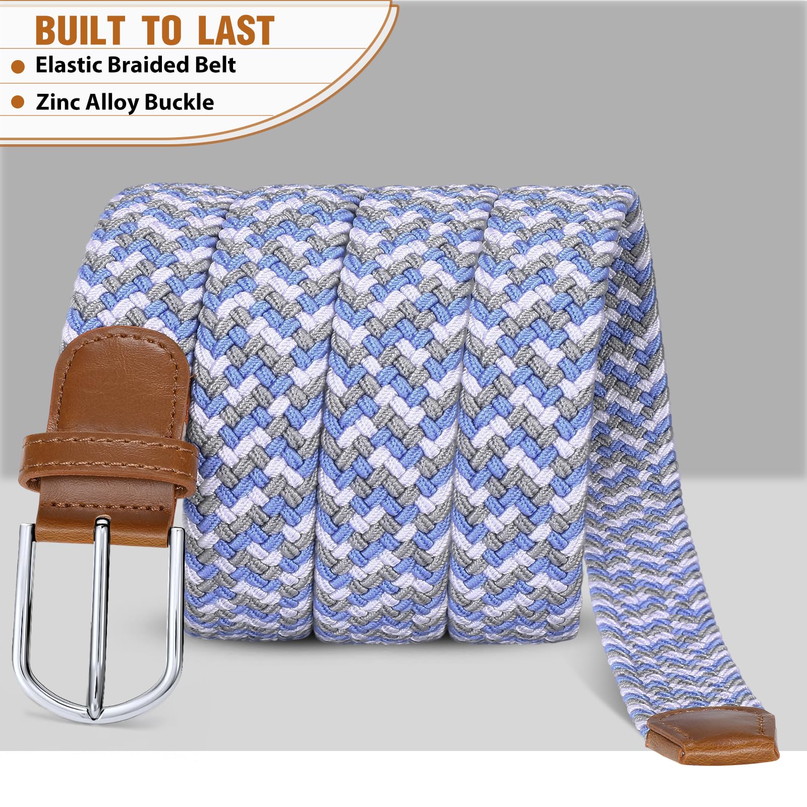 Braided Stretch Belt for Men Women