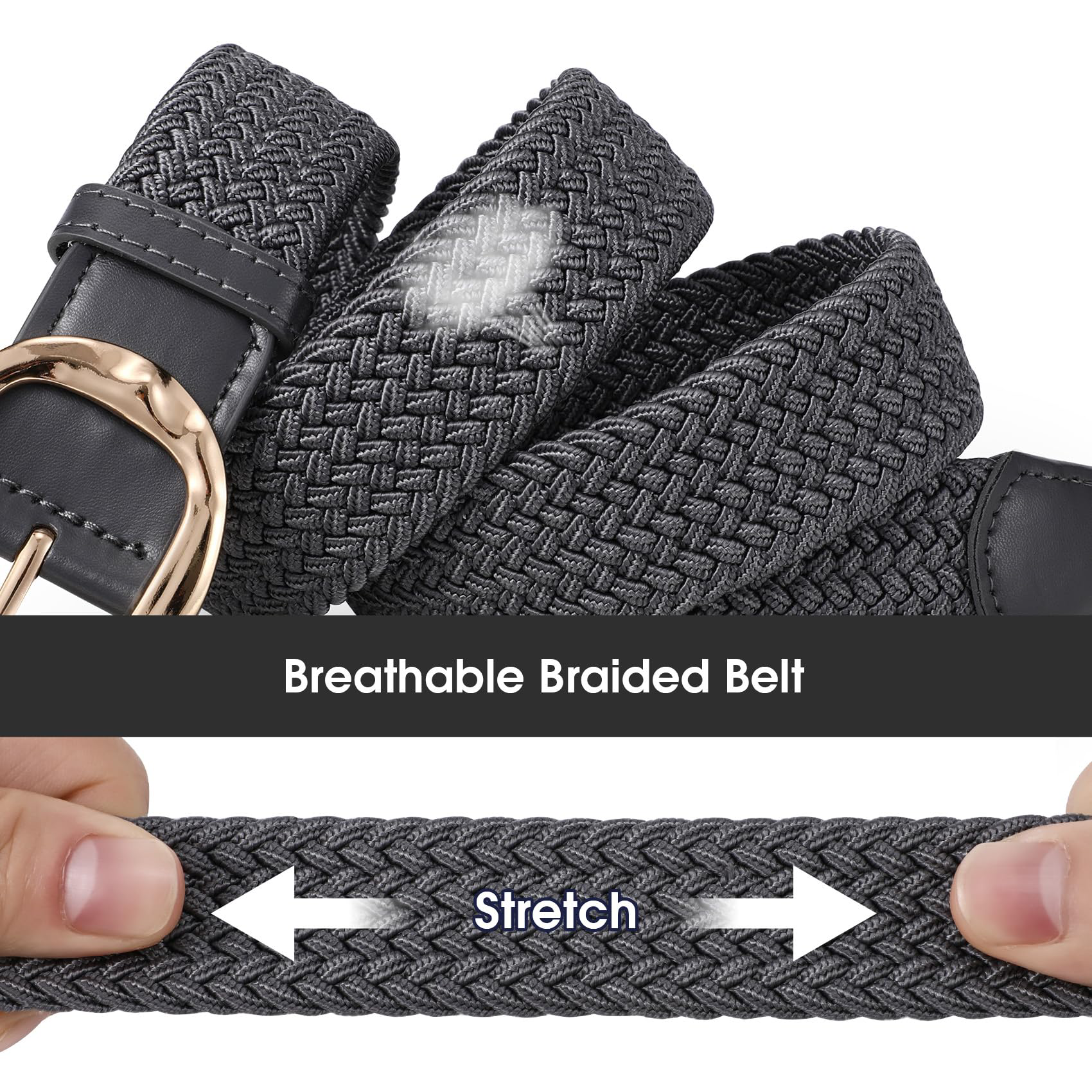 Women Braided Elastic Belt For Golf