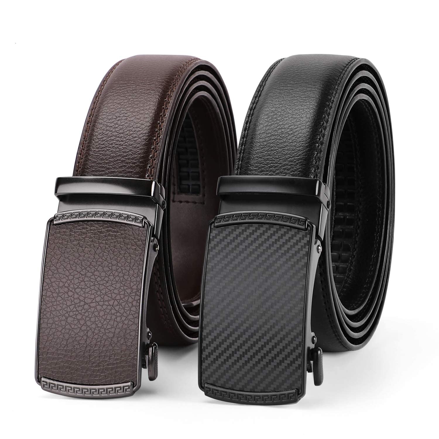 2-Pack Classic Ratchet Sliding Belt With Automatic Buckle 1.35"Width